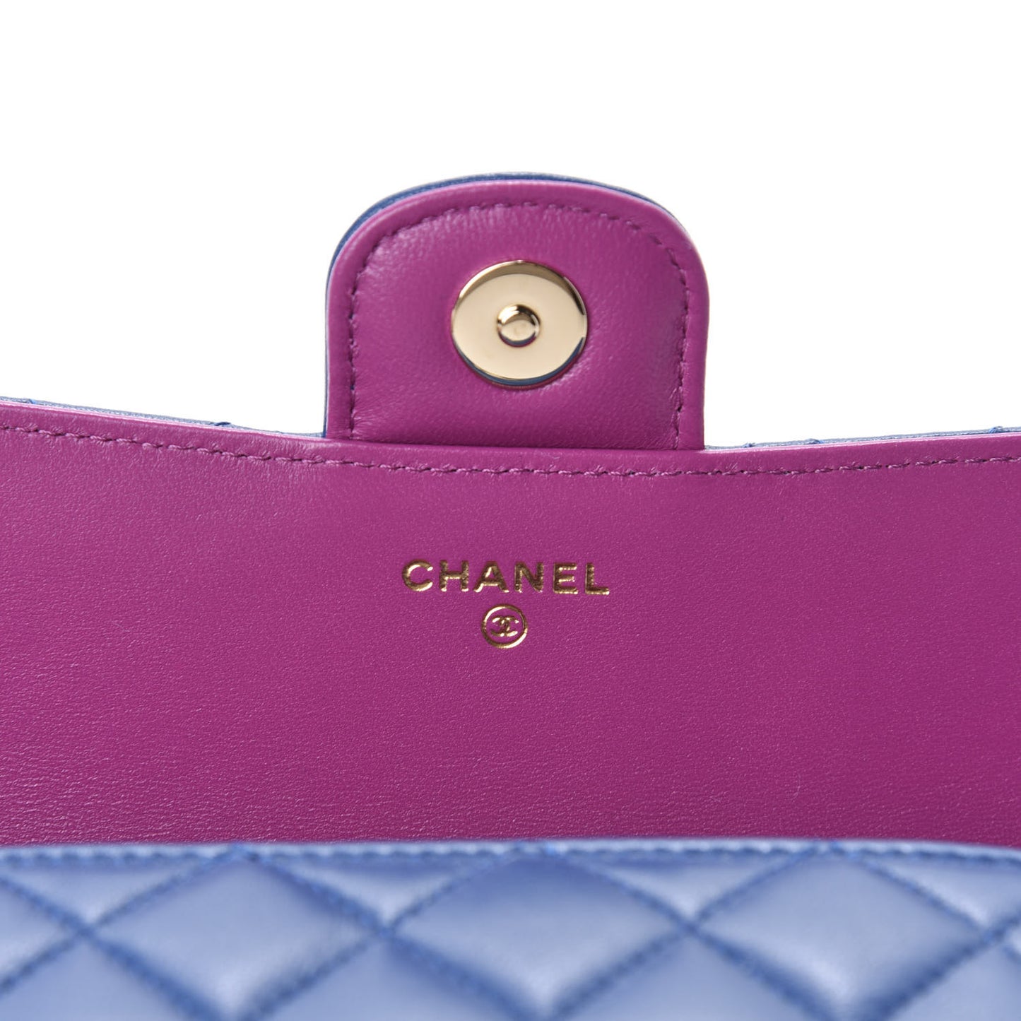 Lambskin Quilted Glasses Case With Chain Blue Purple