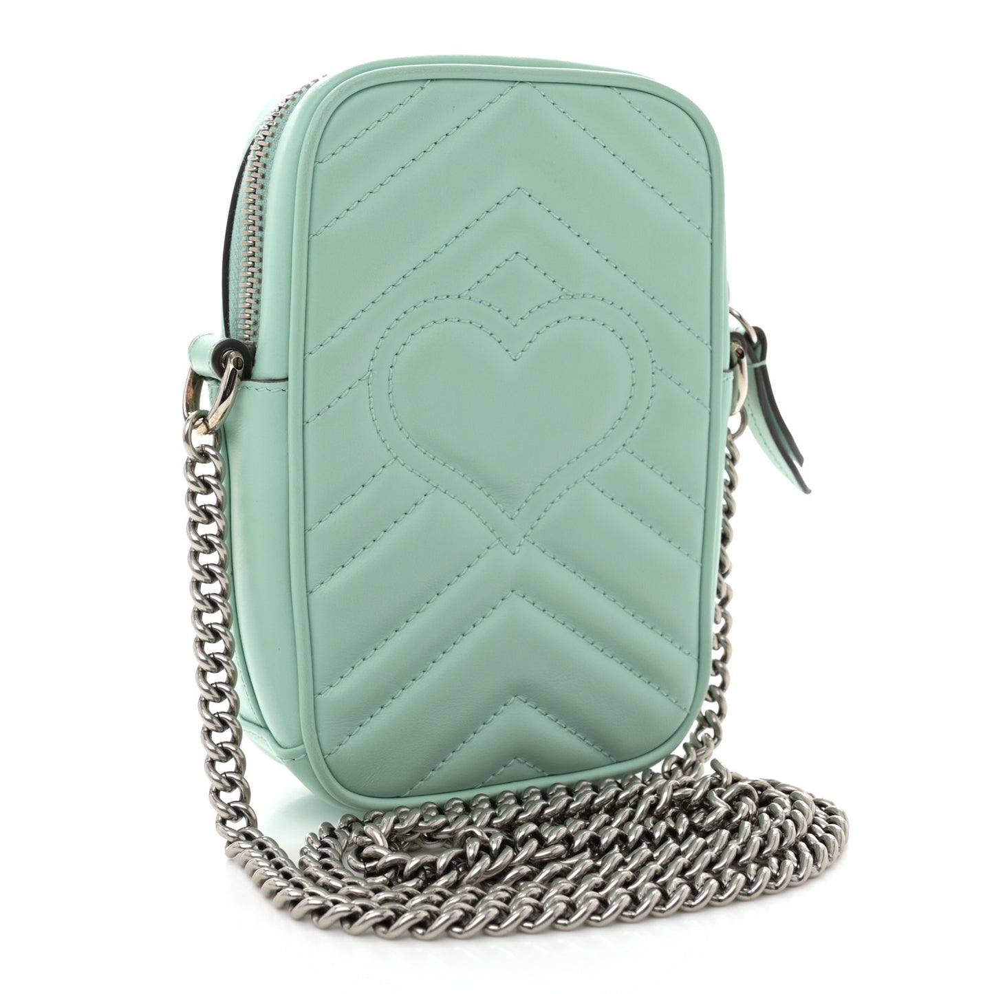Calfskin Matelasse Mini GG Marmont Crossbody Bag Water Green