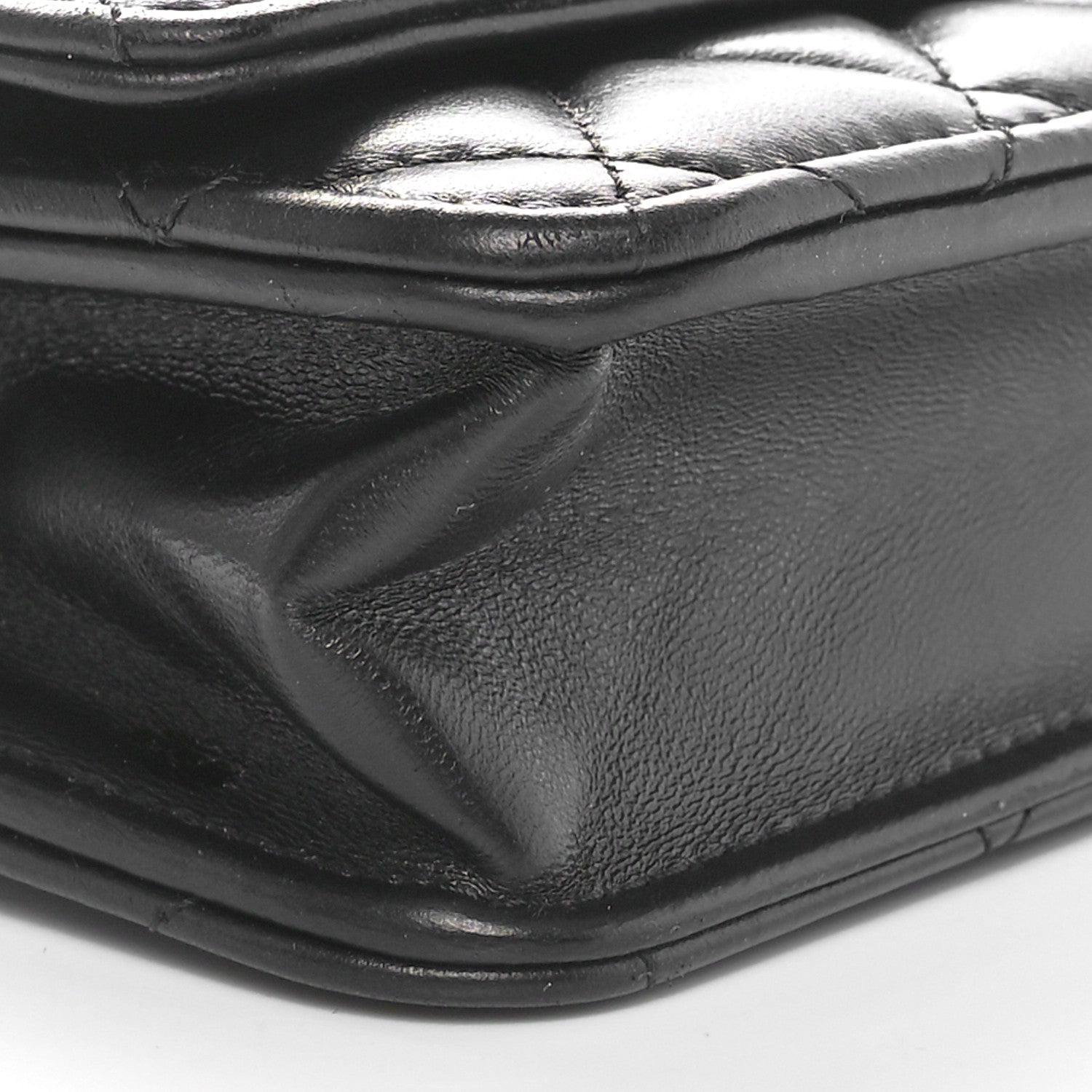 Chanel Lambskin Resin Quilted Wallet On Chain WOC Black 9 of 11