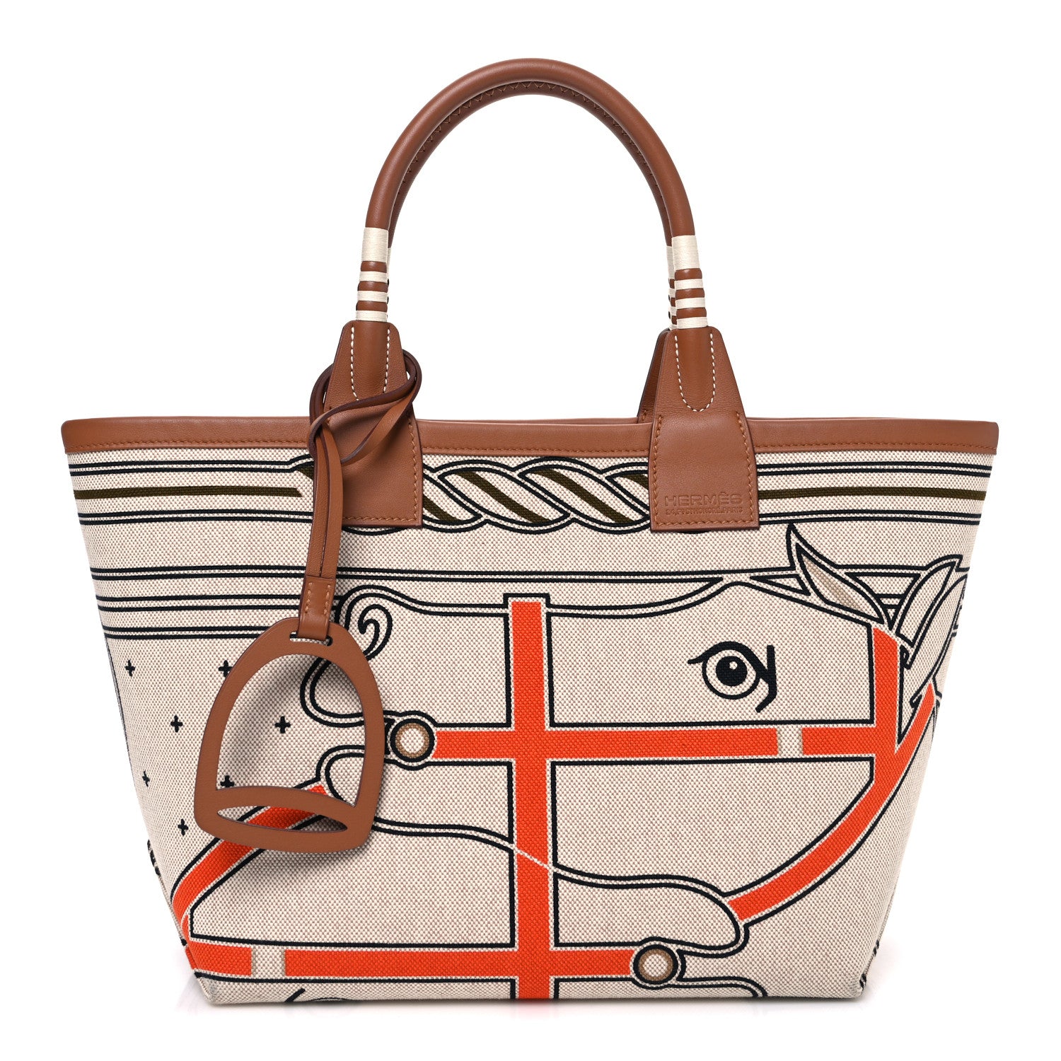 Hermes H Plume Canvas Swift Printed Quadrige au Fil Steeple 25 Bag