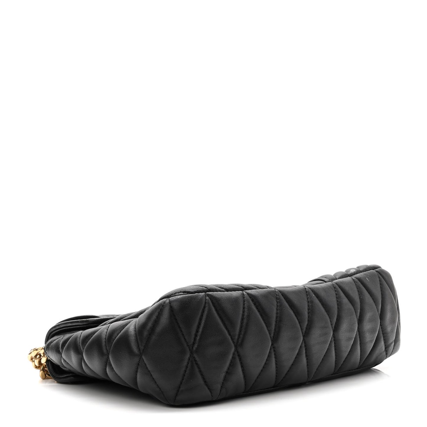 Nappa Matelasse Biker Shoulder Bag Black
