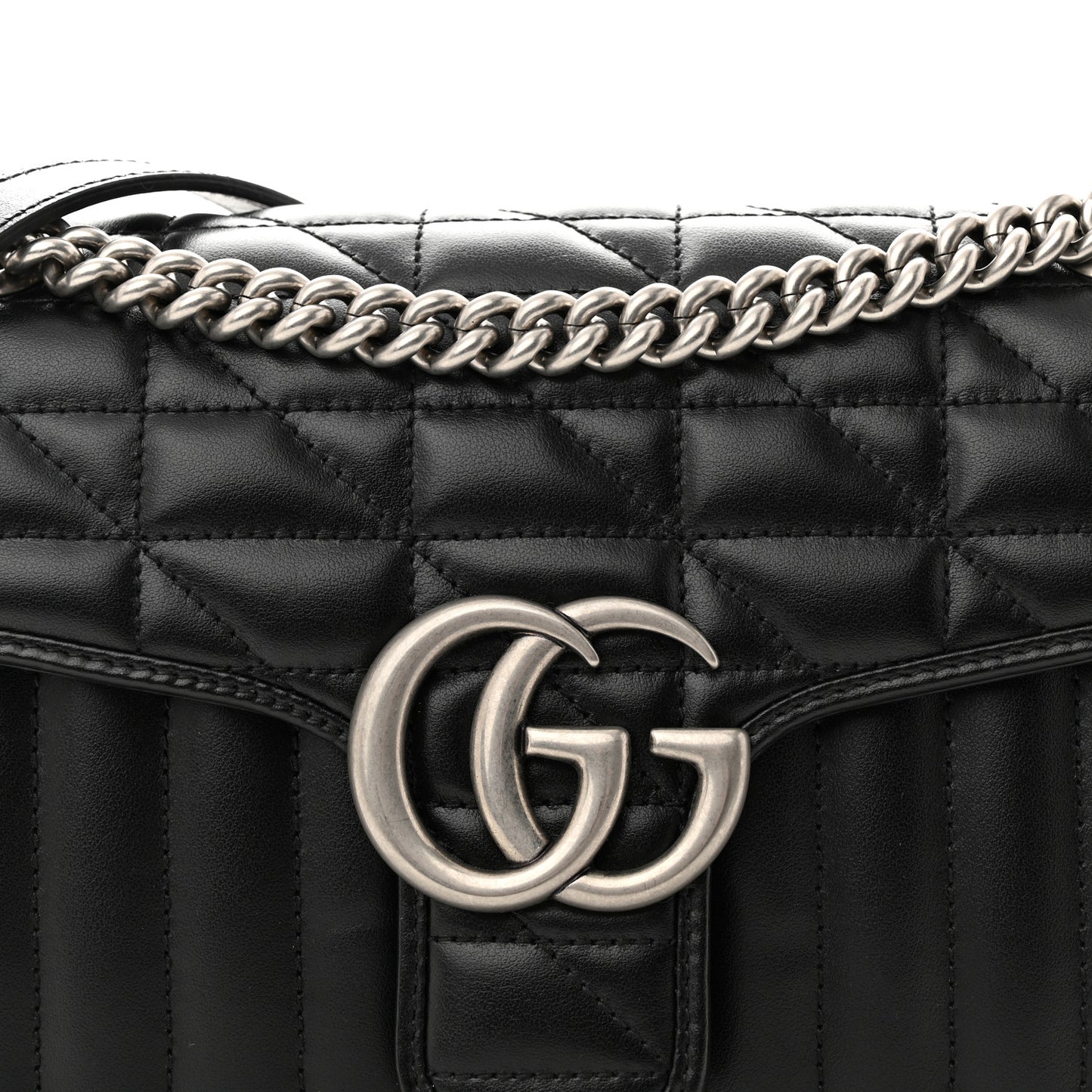 Calfskin Matelasse Aria Small GG Marmont Shoulder Bag Black
