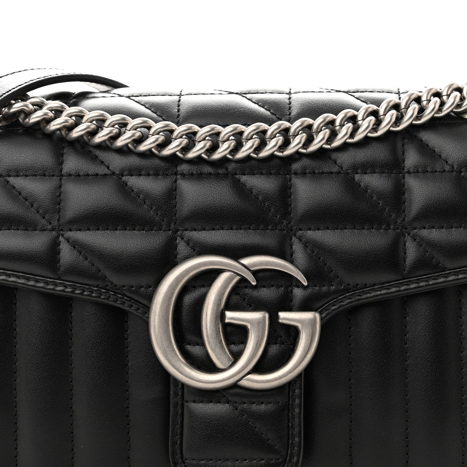 Gucci Calfskin Matelasse Aria Small GG Marmont Shoulder Bag Black 8 of 10