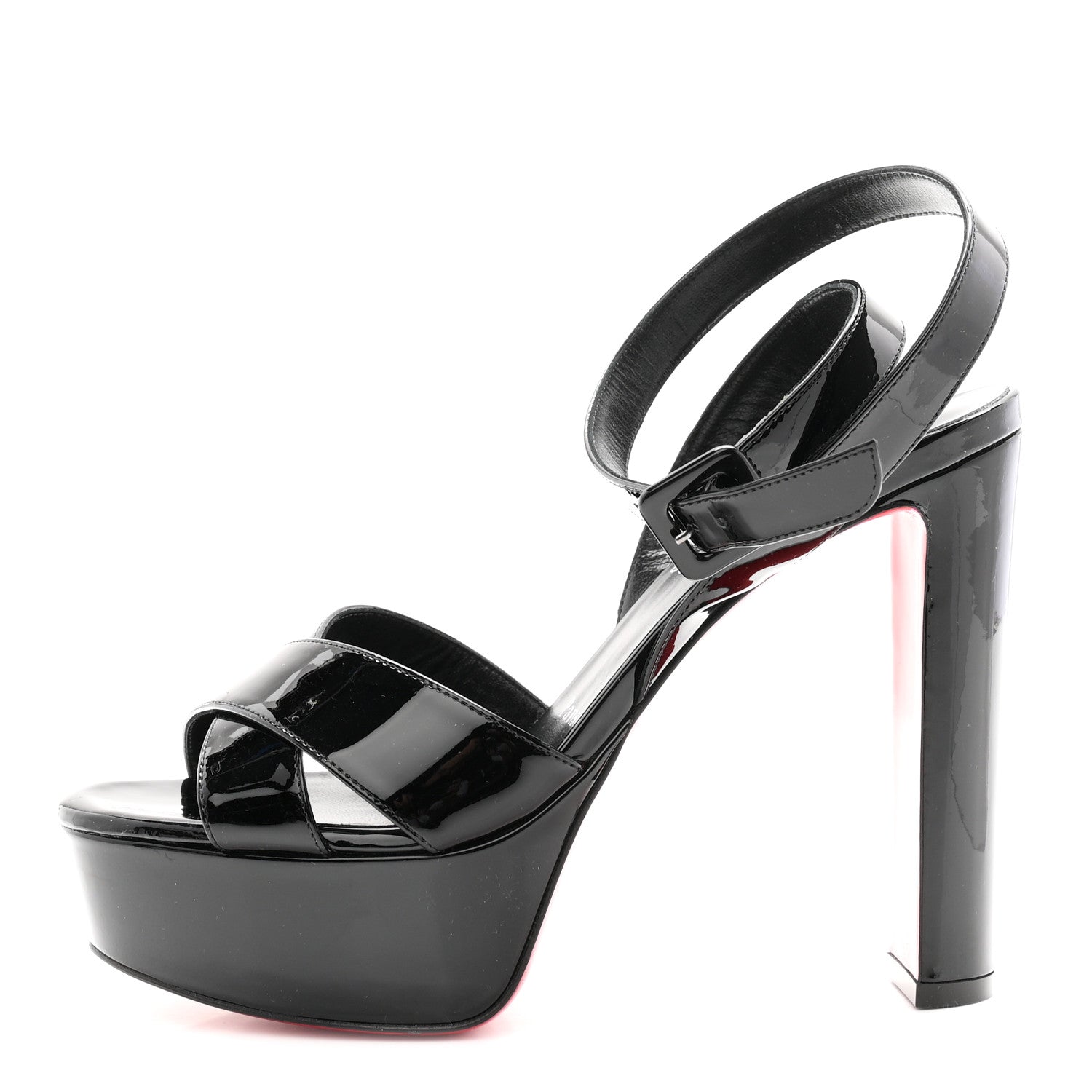 Christian Louboutin Patent Supramariza 130 Sandals 37 Black