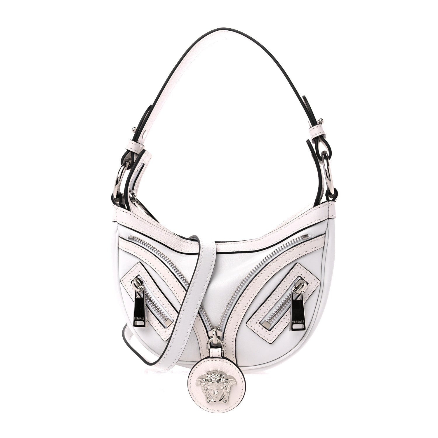 Versace Calfskin La Medusa Archive Hobo White 1 of 11