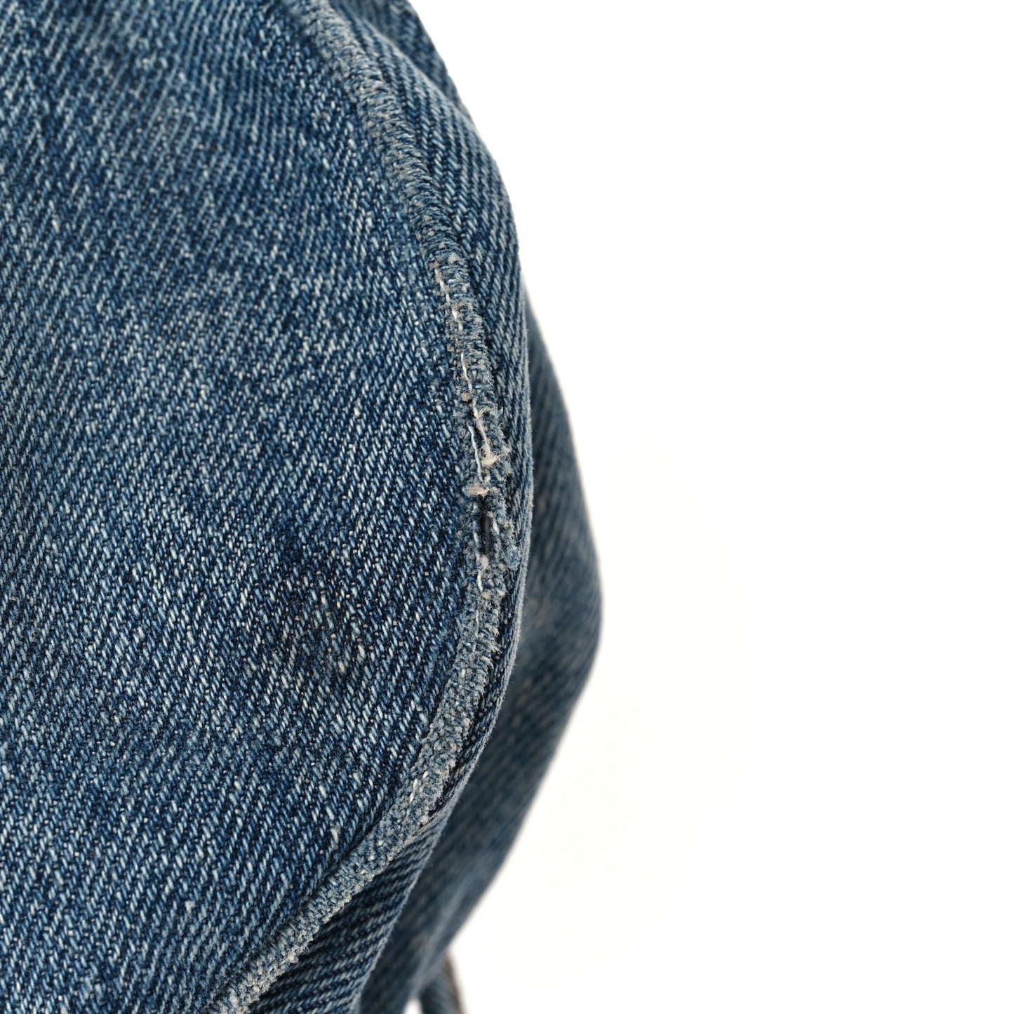 Washed Frayed Denim Crystal Small Le Cagole Shoulder Bag Blue