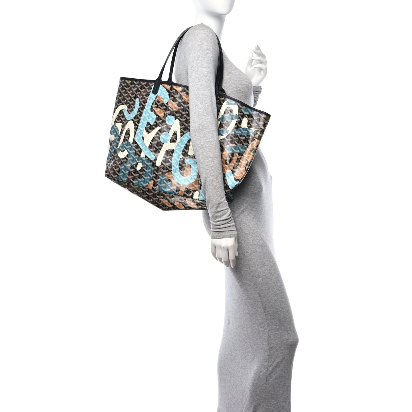 Goyardine Saint Louis Lettres Camouflage GM Black Blue