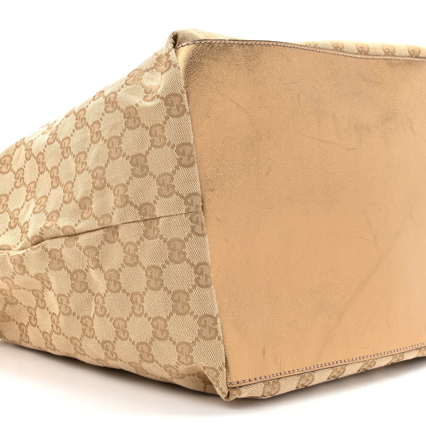 GG Monogram Large Web Handle Bucket Tote Gold