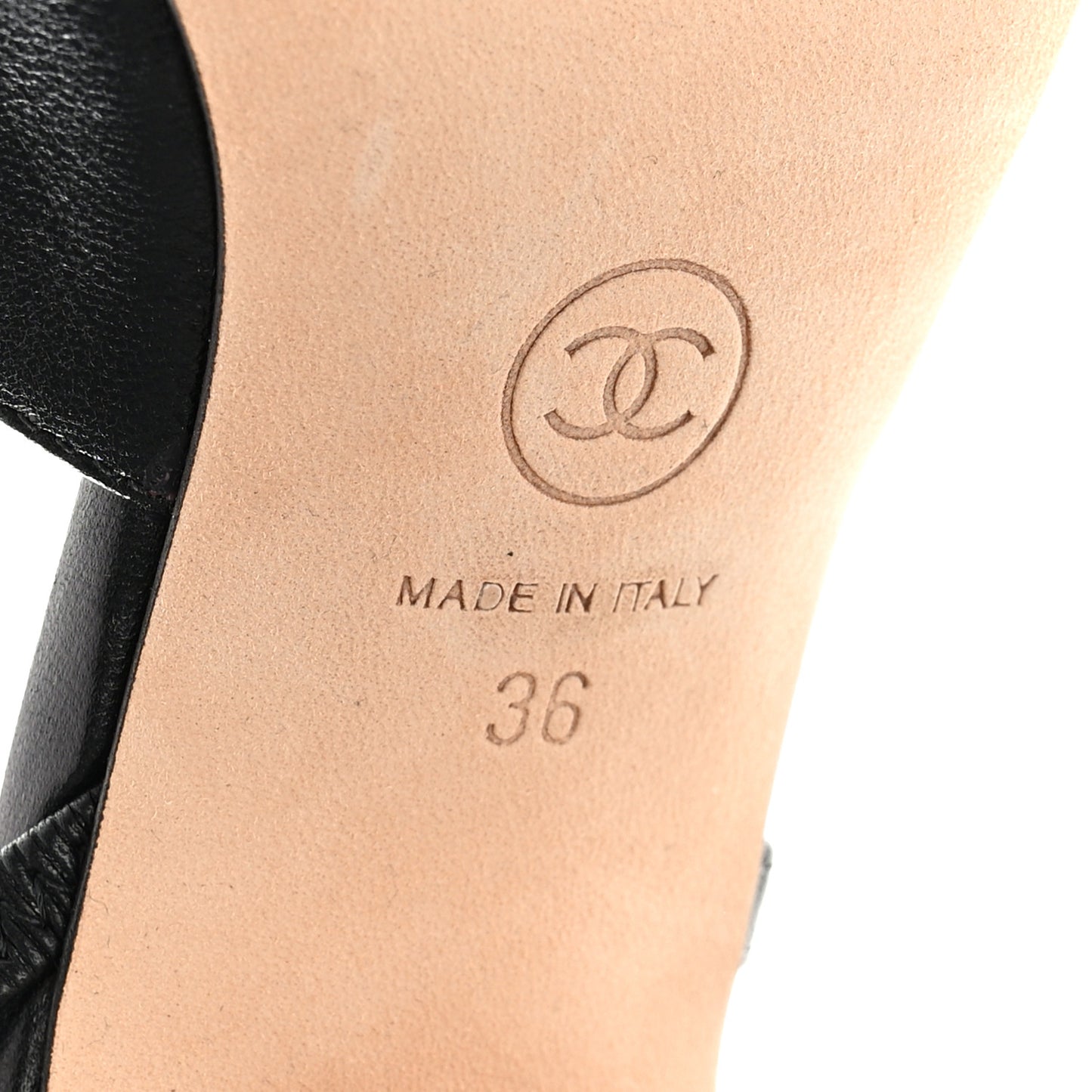 Goatskin Grosgrain Cap Toe CC Slingback Sandals 36 Black