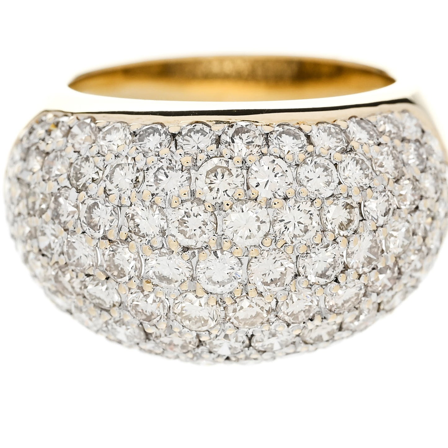 18K Yellow Gold Diamond 3.18ctw Seven Row Dome Band Ring 51 5.75