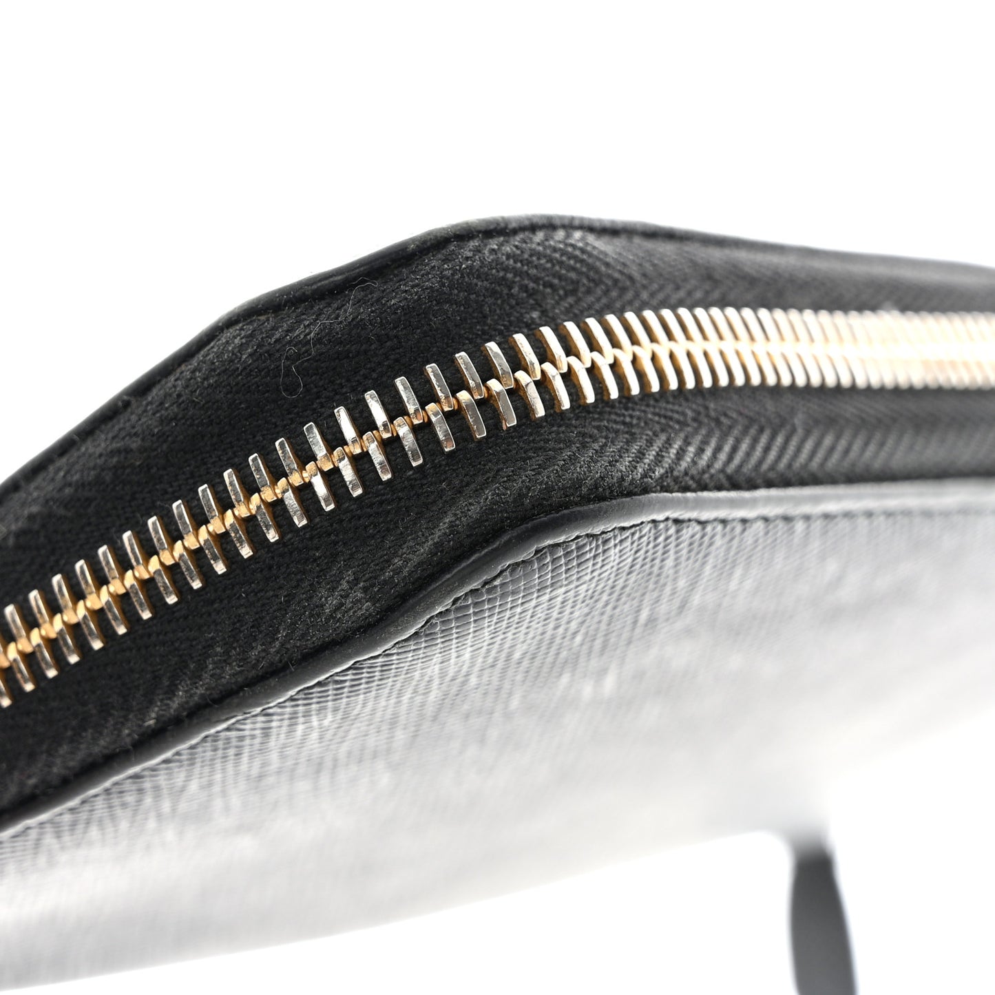 Saffiano Metal Zip Around Wallet Black