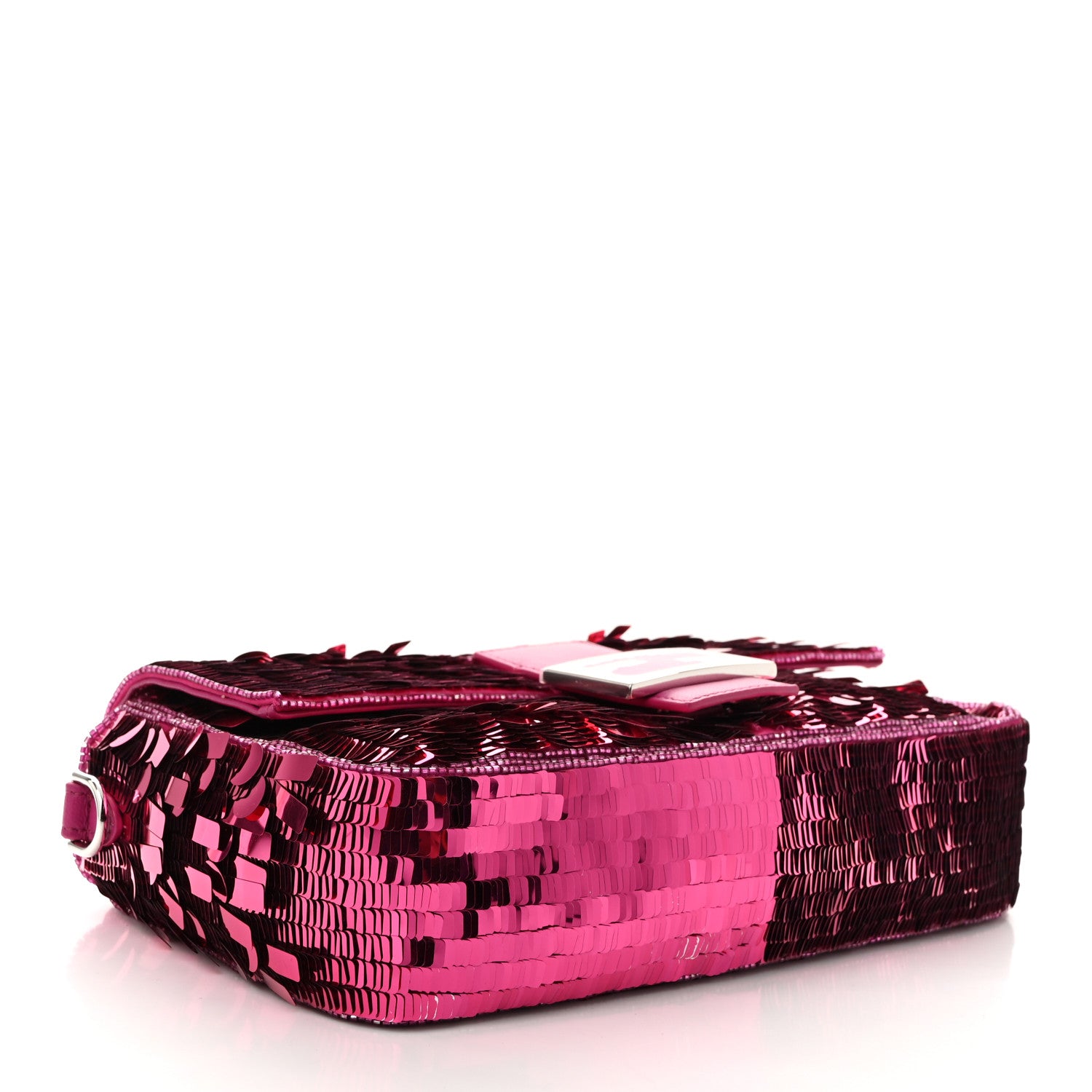 Fendi Sequin Paillettes Shiny Nappa Sex and the City Baguette Fuchsia Magenta 4 of 10