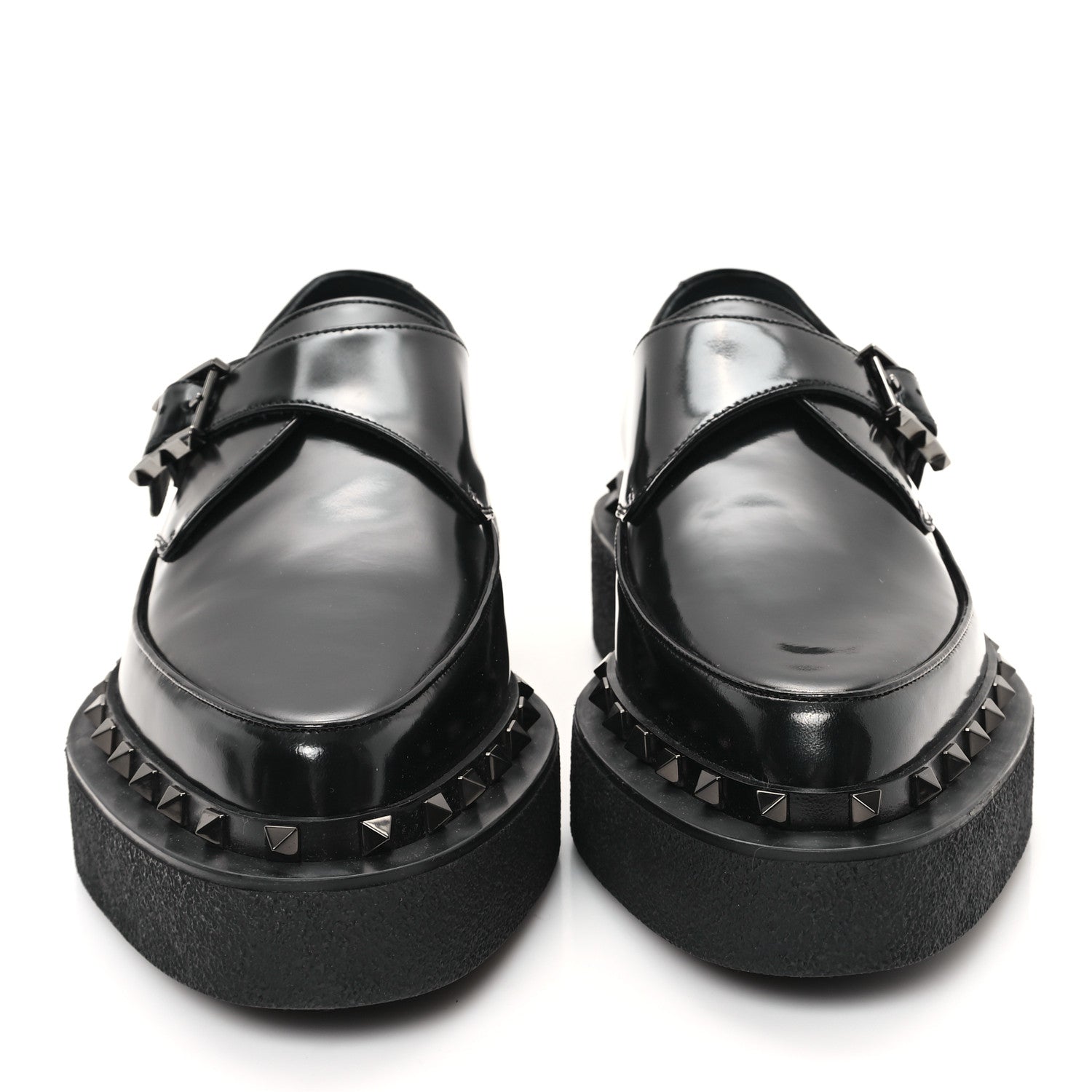 Valentino Garavani Calfskin Rockstud Mens M-Way Single Monk Loafers 42 Black 3 of 10