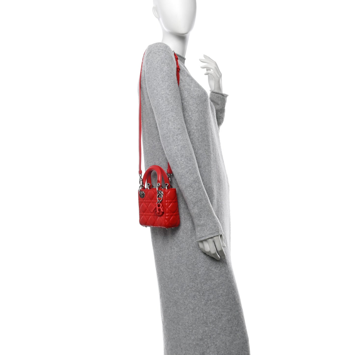 Lambskin Cannage Micro Lady Dior Red