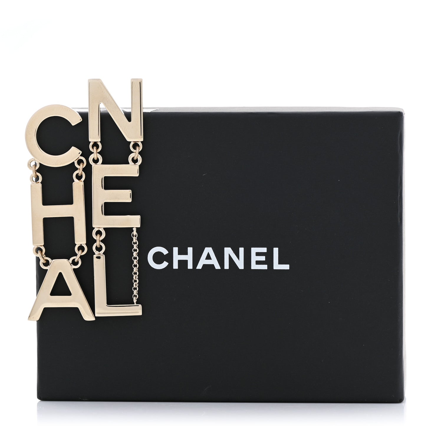 Metal Cha-Nel Logo Drop Earrings Gold
