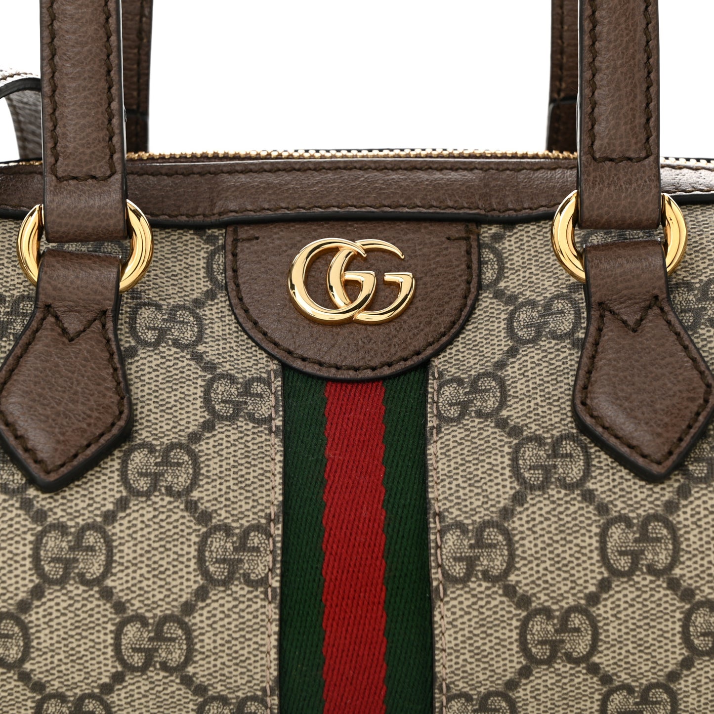 GG Supreme Monogram Web Small Ophidia Boston Bag Beige New Acero
