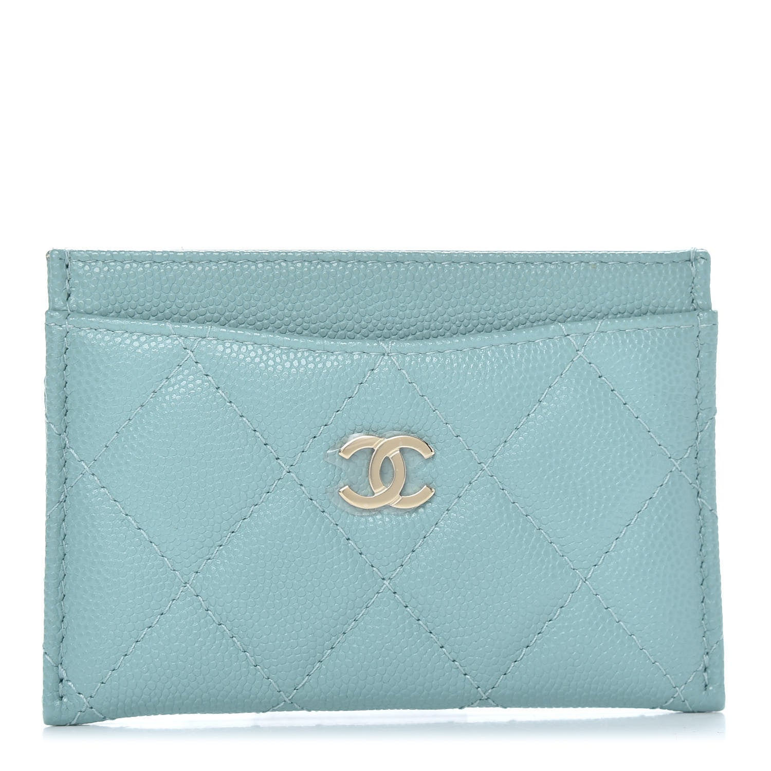 Chanel Caviar Quilted Card Holder Light Blue 1 of 8