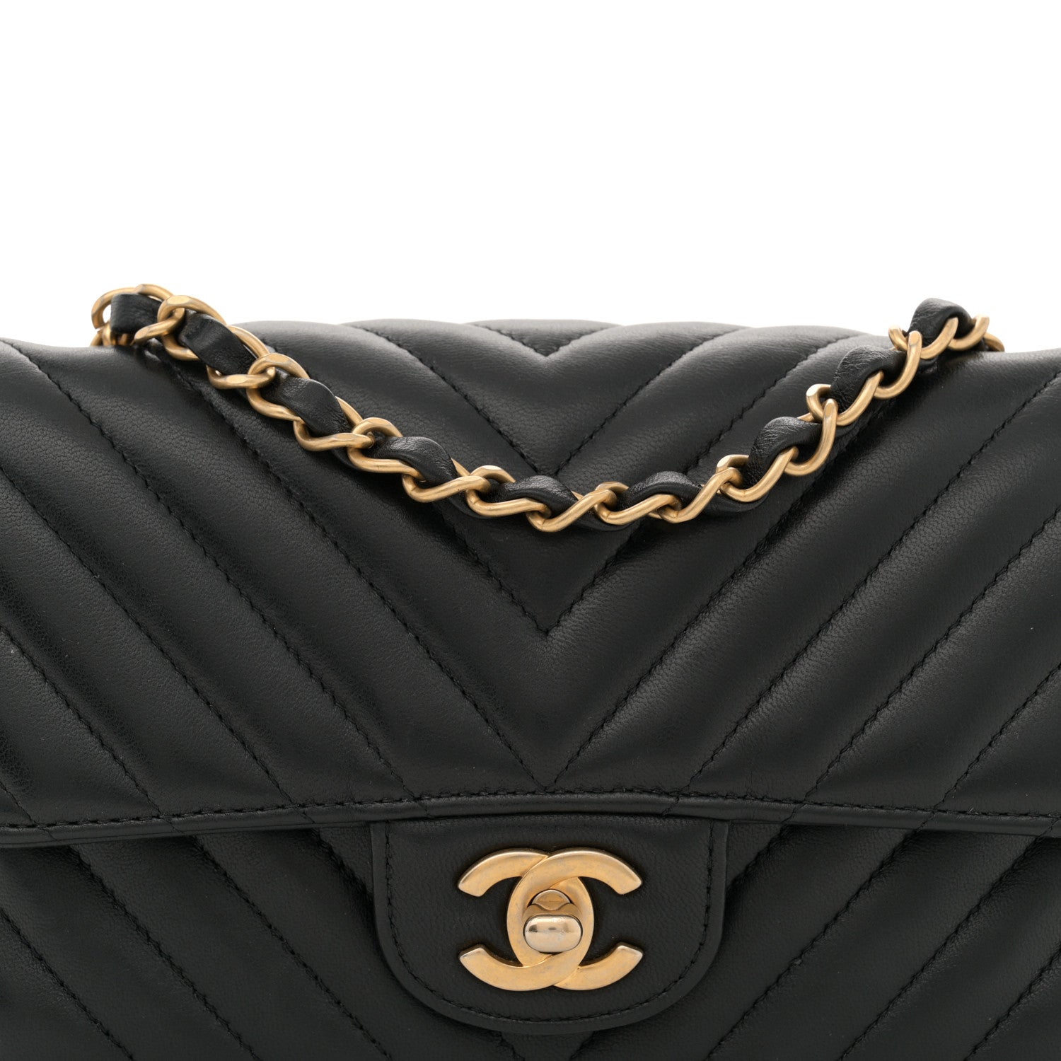 Chanel Lambskin Chevron Quilted Mini Rectangular Flap Black 8 of 12
