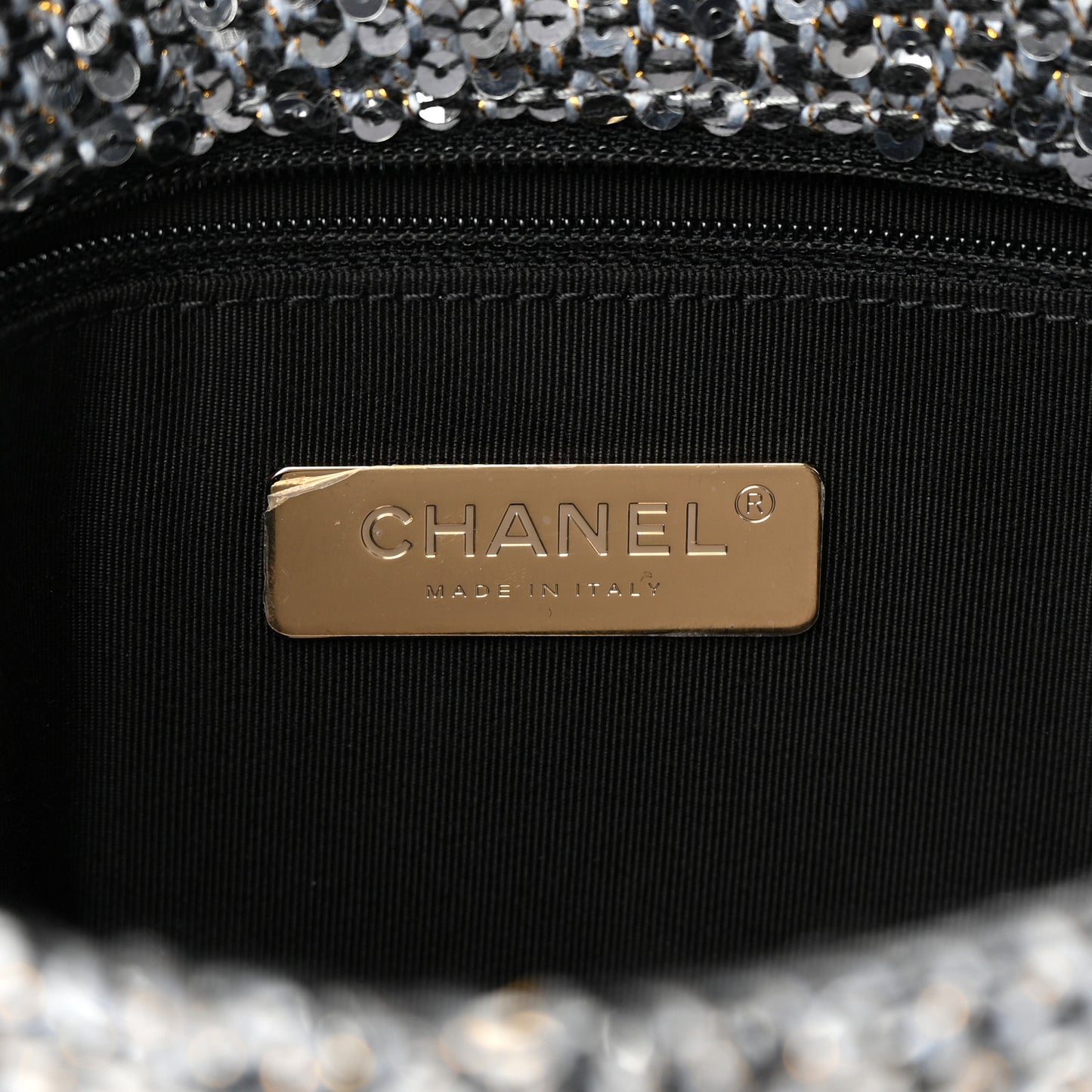 Sequin Quilted Medium Chanel 19 Flap Silver