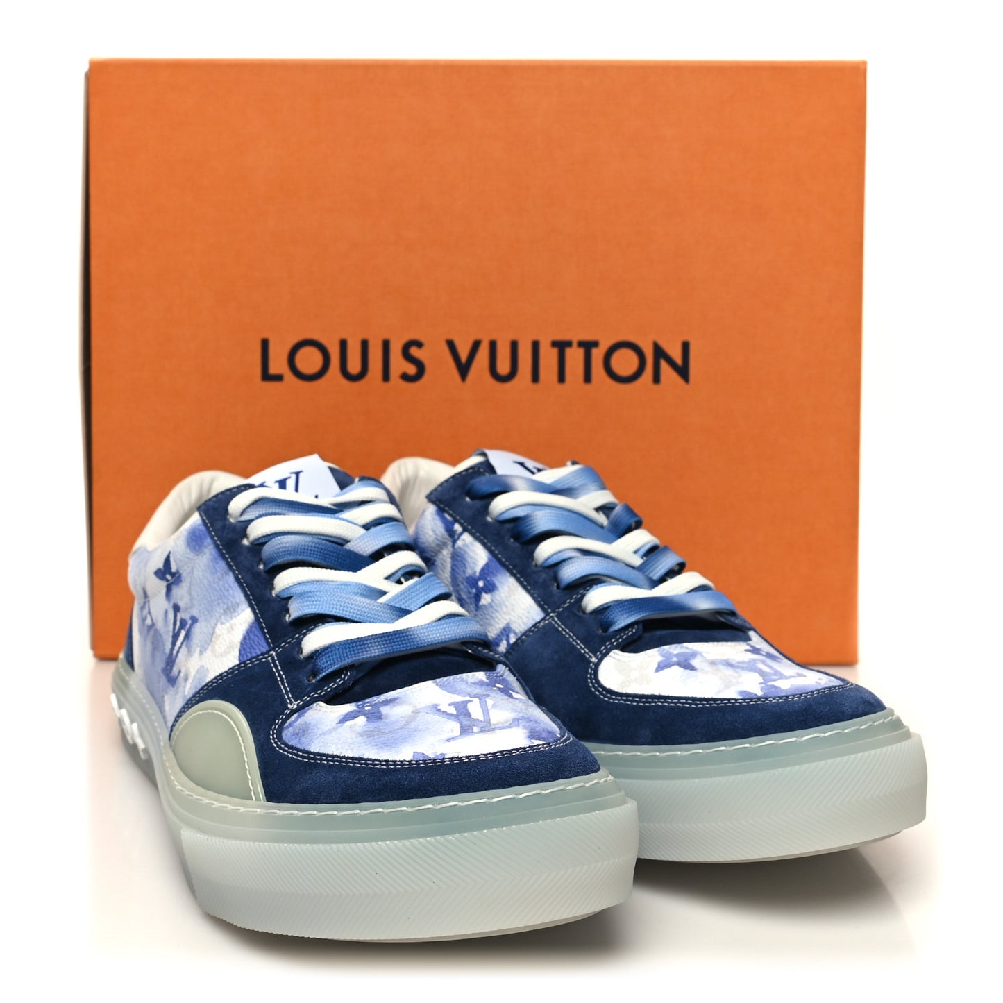 Monogram Watercolor Mens LV Ollie Sneakers 9 Blue