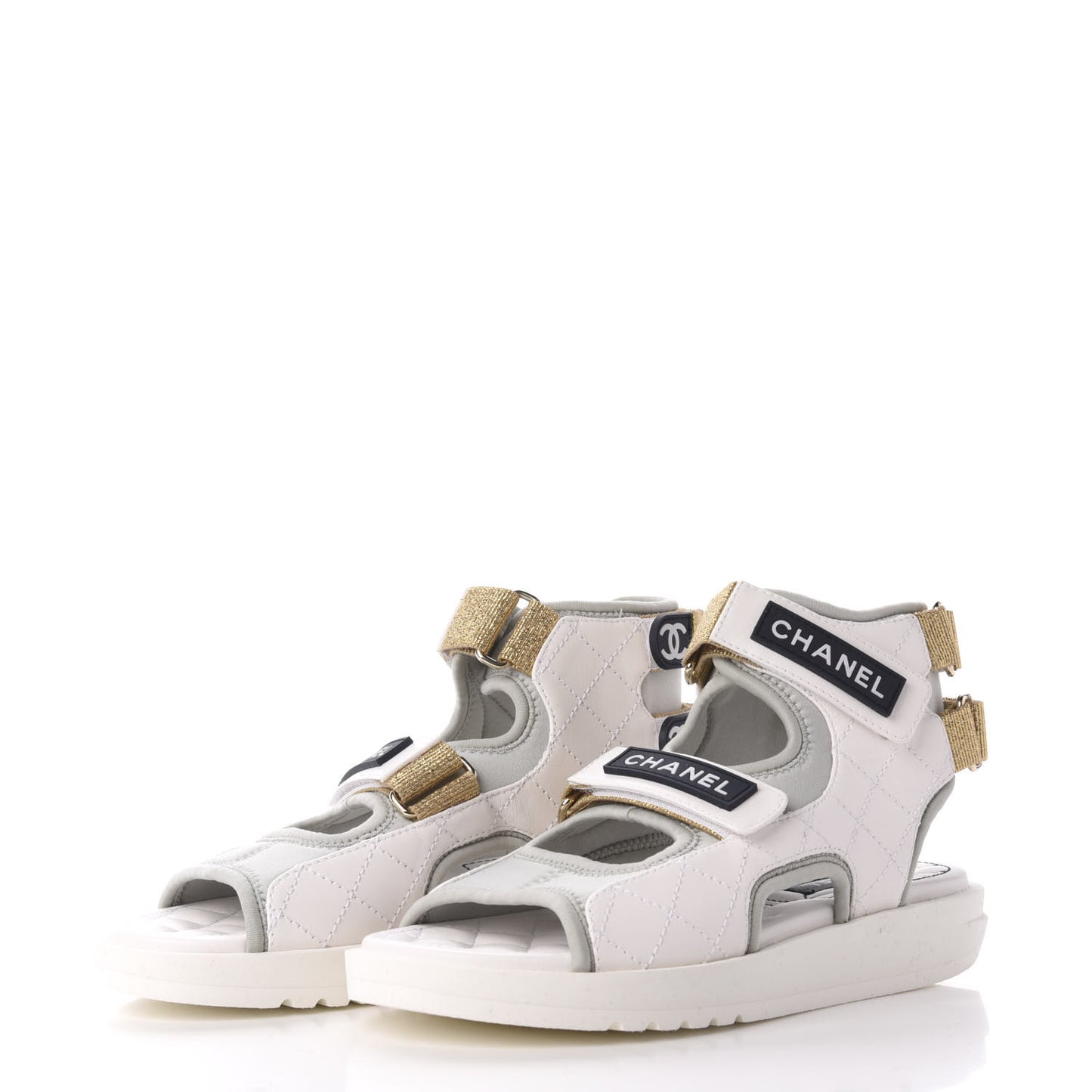 Goatskin Fabric Gladiator Sandals 36 White Light Grey Navy Blue