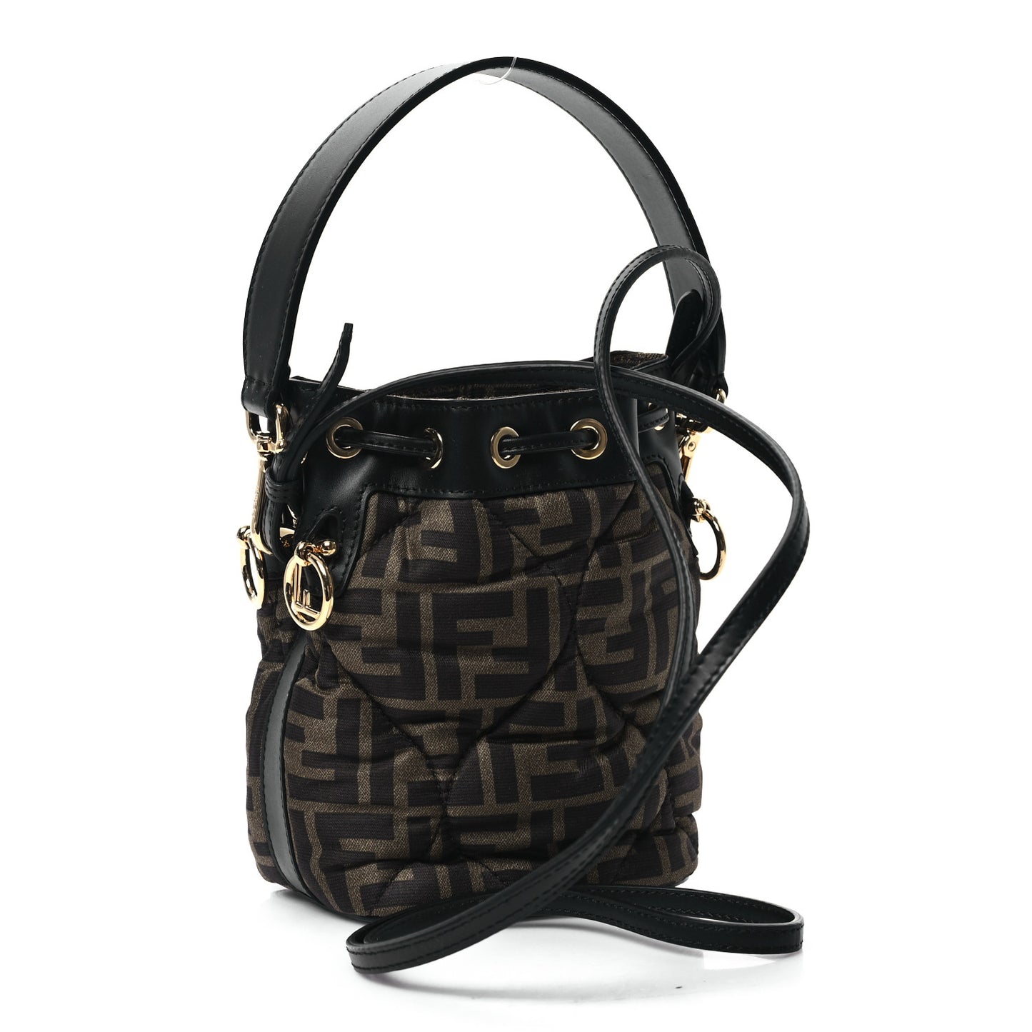 Silk Vitello King FF 1974 Quilted Mini Mon Tresor Bucket Bag Tobacco Moro