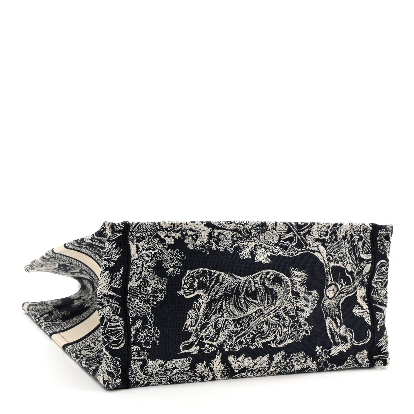 Canvas Embroidered Medium Toile De Jouy Reverse Book Tote Blue