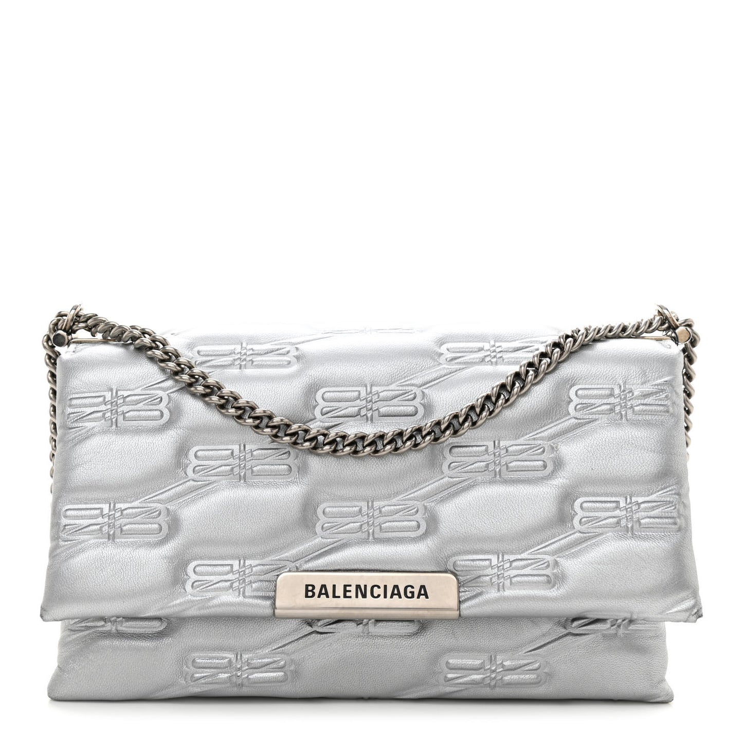Nappa Allover License BB Monogram Embossed Small Triplet Bag Silver