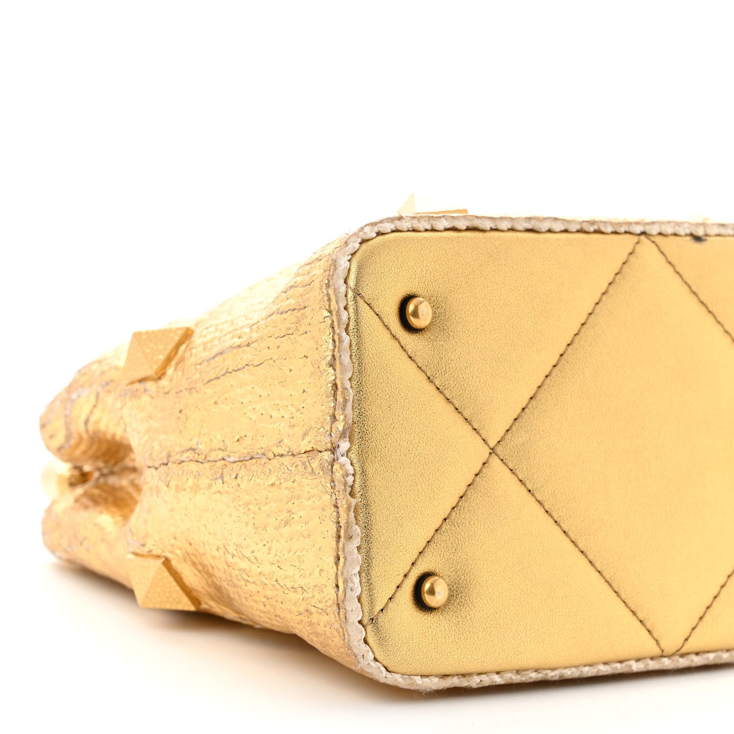 Tweed Metallic Small Roman Stud The Handle Bag Gold