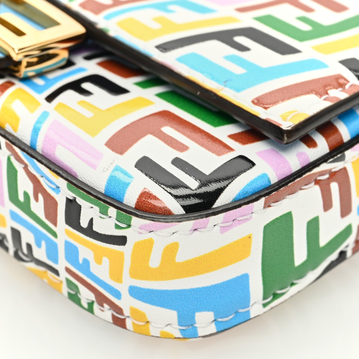 X SARAH COLEMAN Vitello Liberty Ceylon Micro FF Fish Eye Embossed Nano Baguette Charm Multicolor Cyber Blue