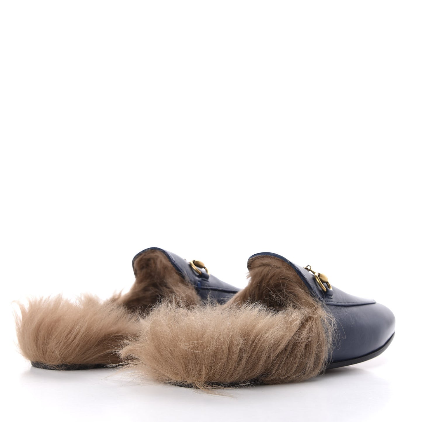 Malaga Kid Fur Womens Princetown Slippers 36.5 Blue Agata
