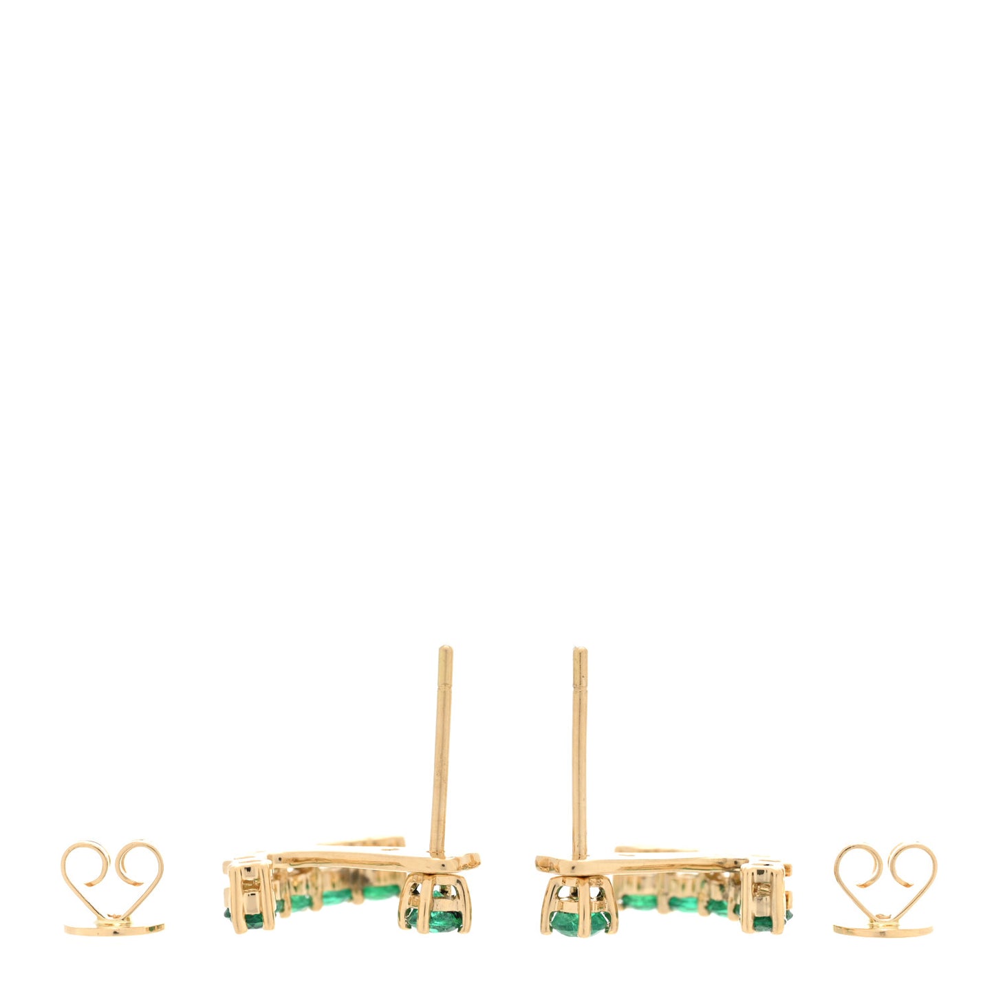 18K Yellow Gold Emerald Ear Jacket Stud Earrings