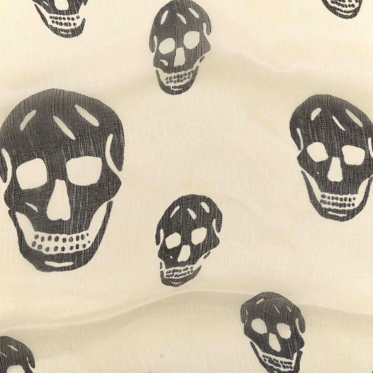 Silk Chiffon Skull Scarf Ivory Black