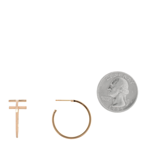 18K Rose Gold Medium T Wire Hoop Earrings