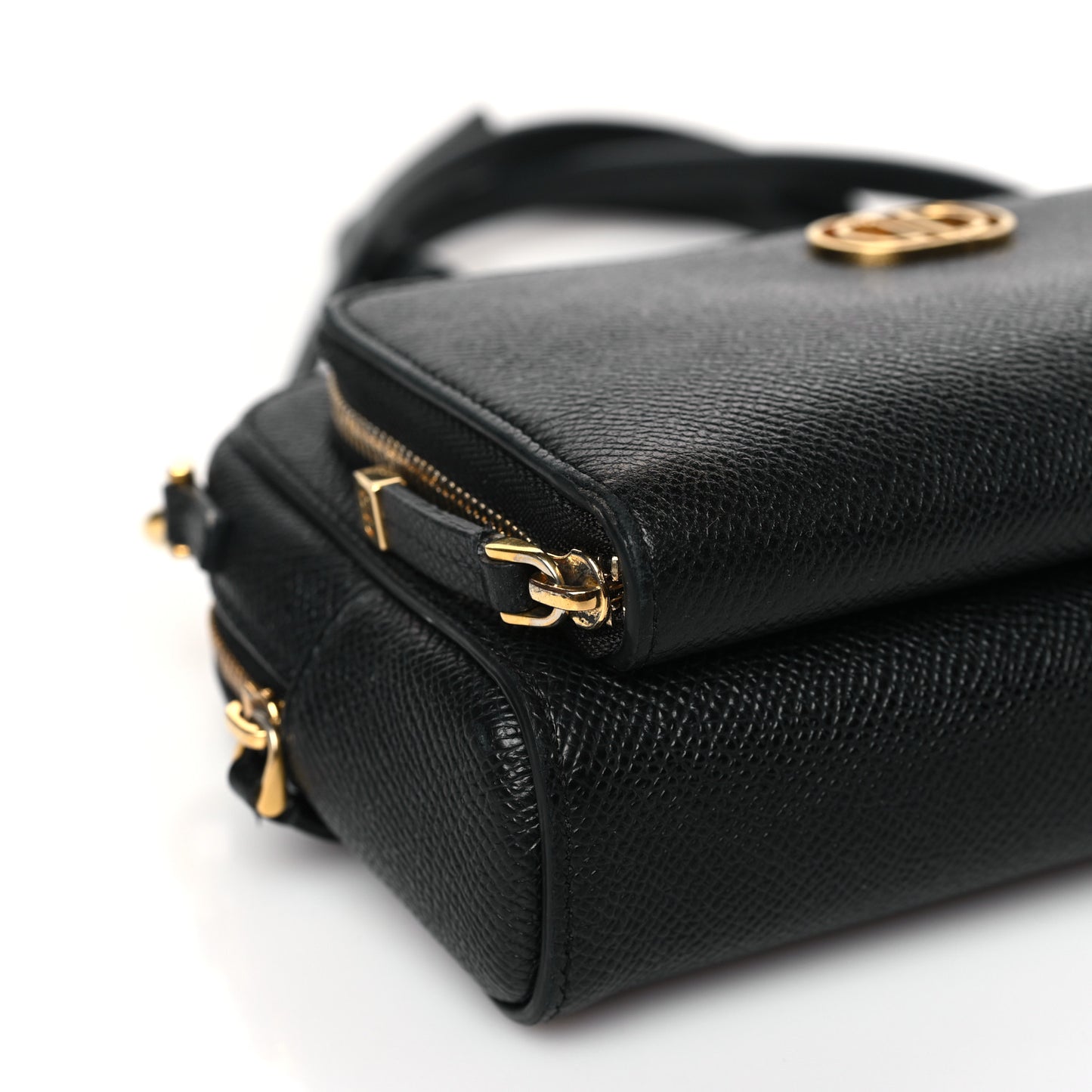 Grained Calfskin Caro Double Pouch Black