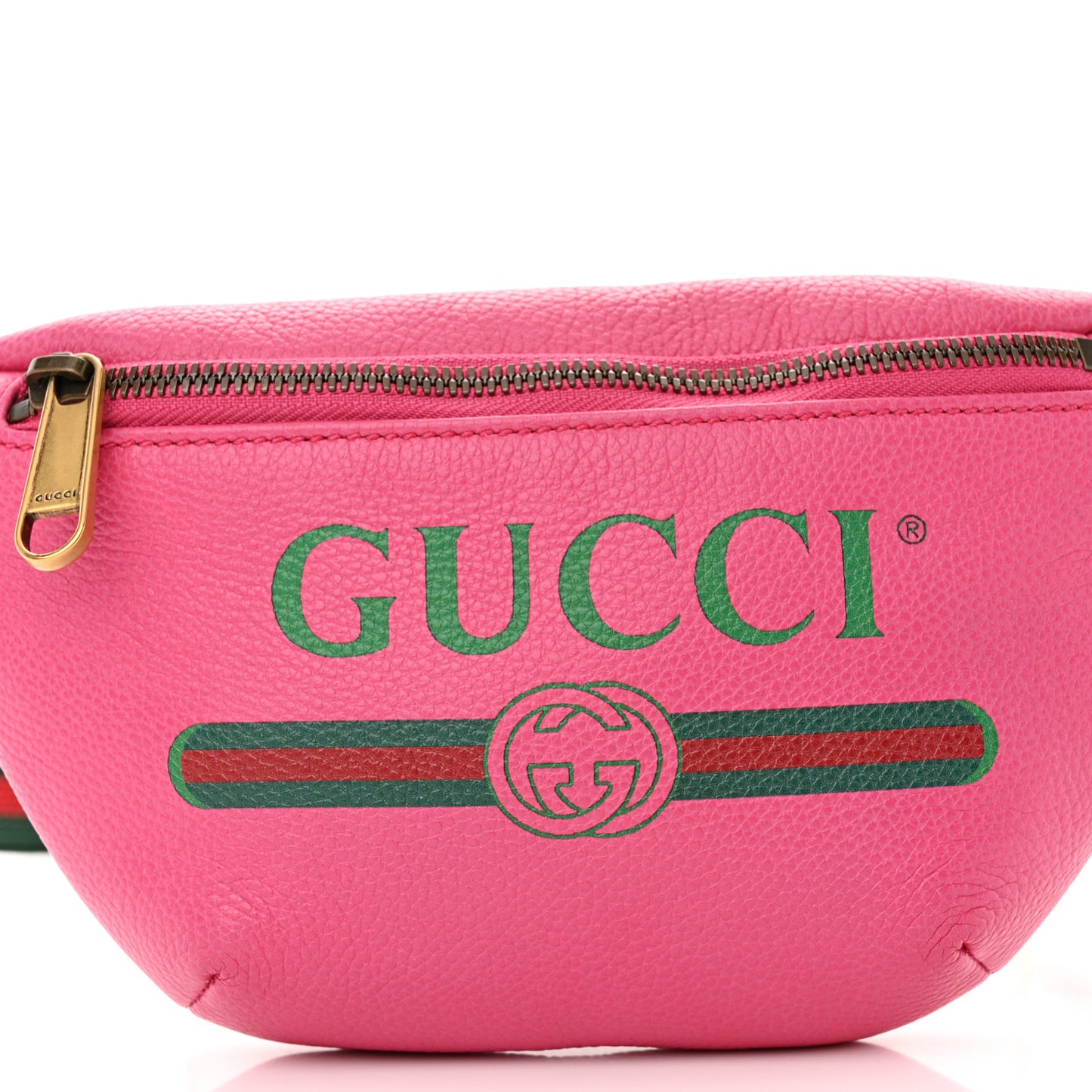Grained Calfskin Small Logo Belt Bag Box Pink Green