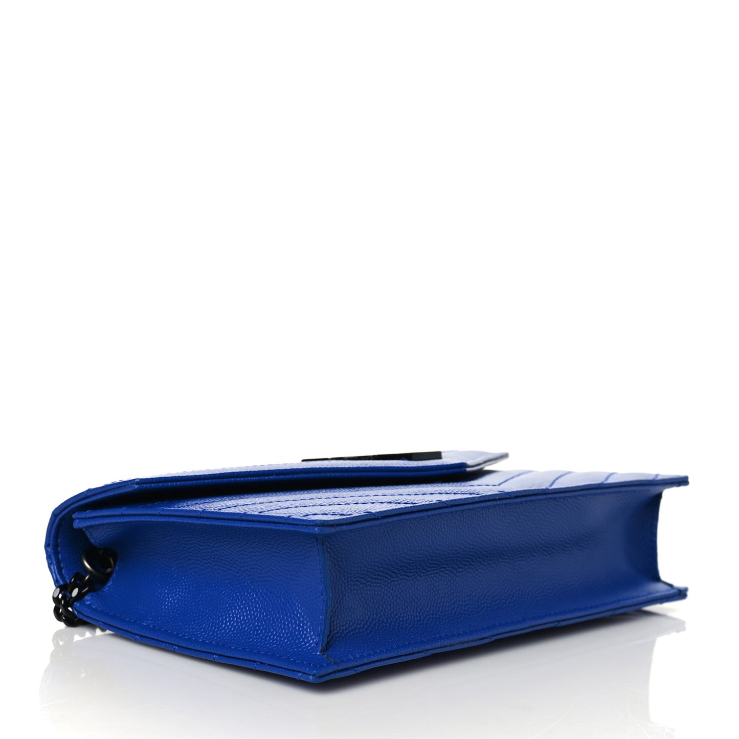 Grain De Poudre Matelasse Chevron Monogram Envelope Chain Wallet Blue Majorelle