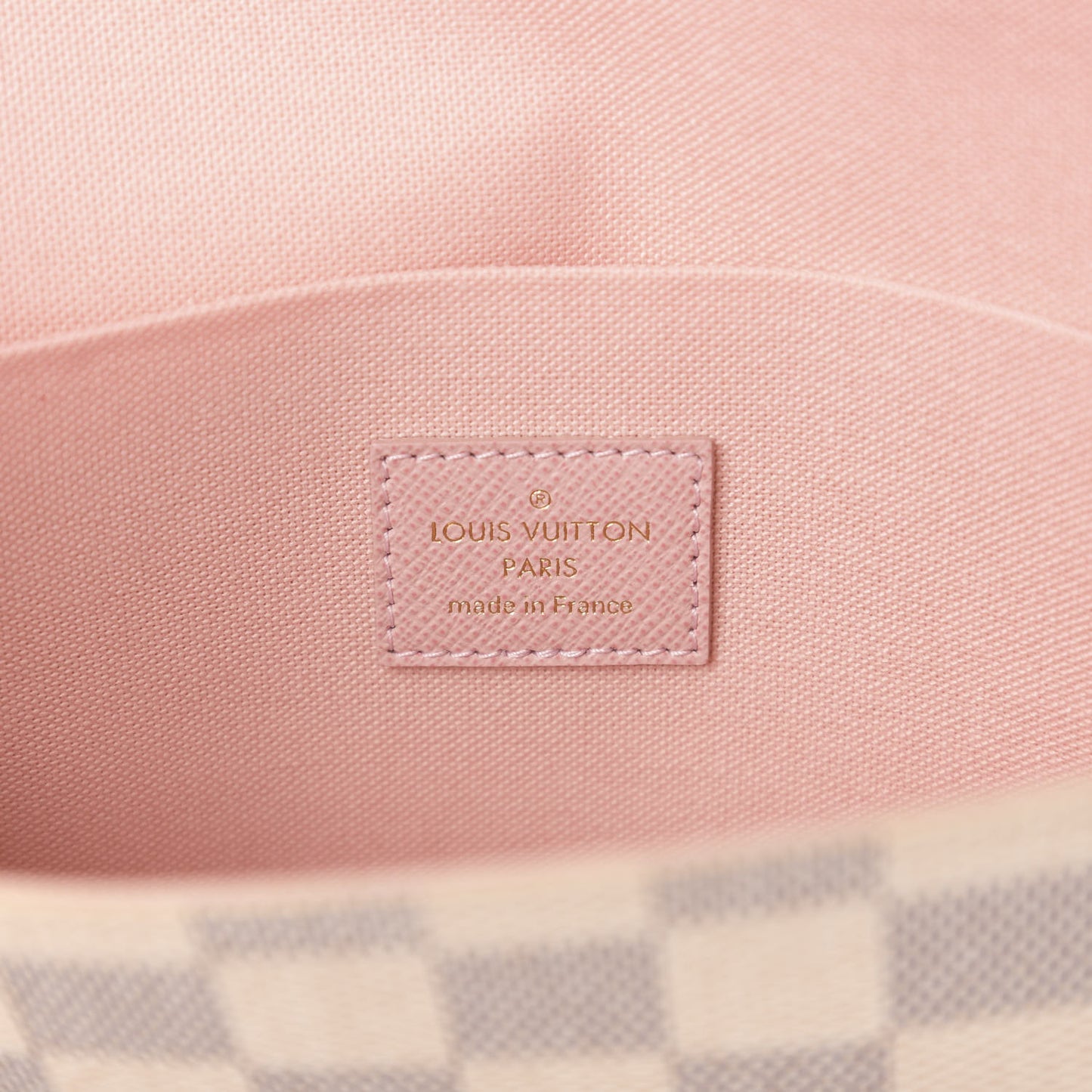 Damier Azur Pochette Felicie Chain Wallet Rose Ballerine