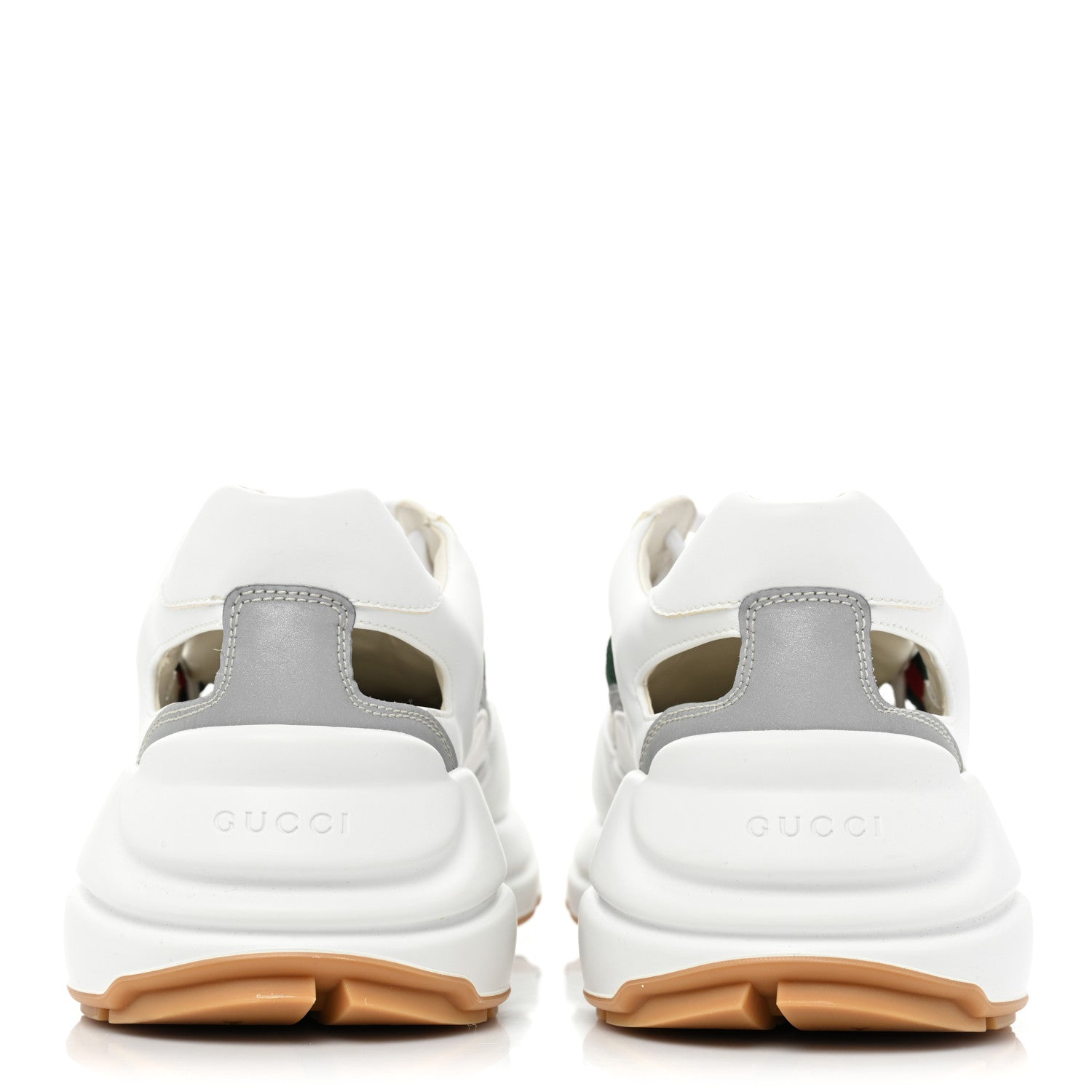 Gucci Demetra Web Mens Rhyton Cut Out Sneakers 9.5 Great White Grey 4 of 13