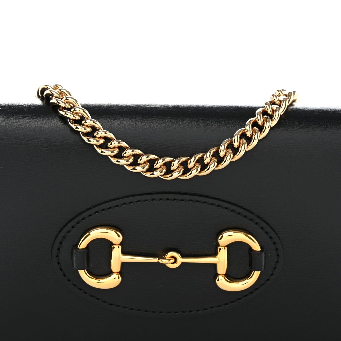 Boarded Plutone Calfskin Horsebit 1955 Wallet On Chain Black