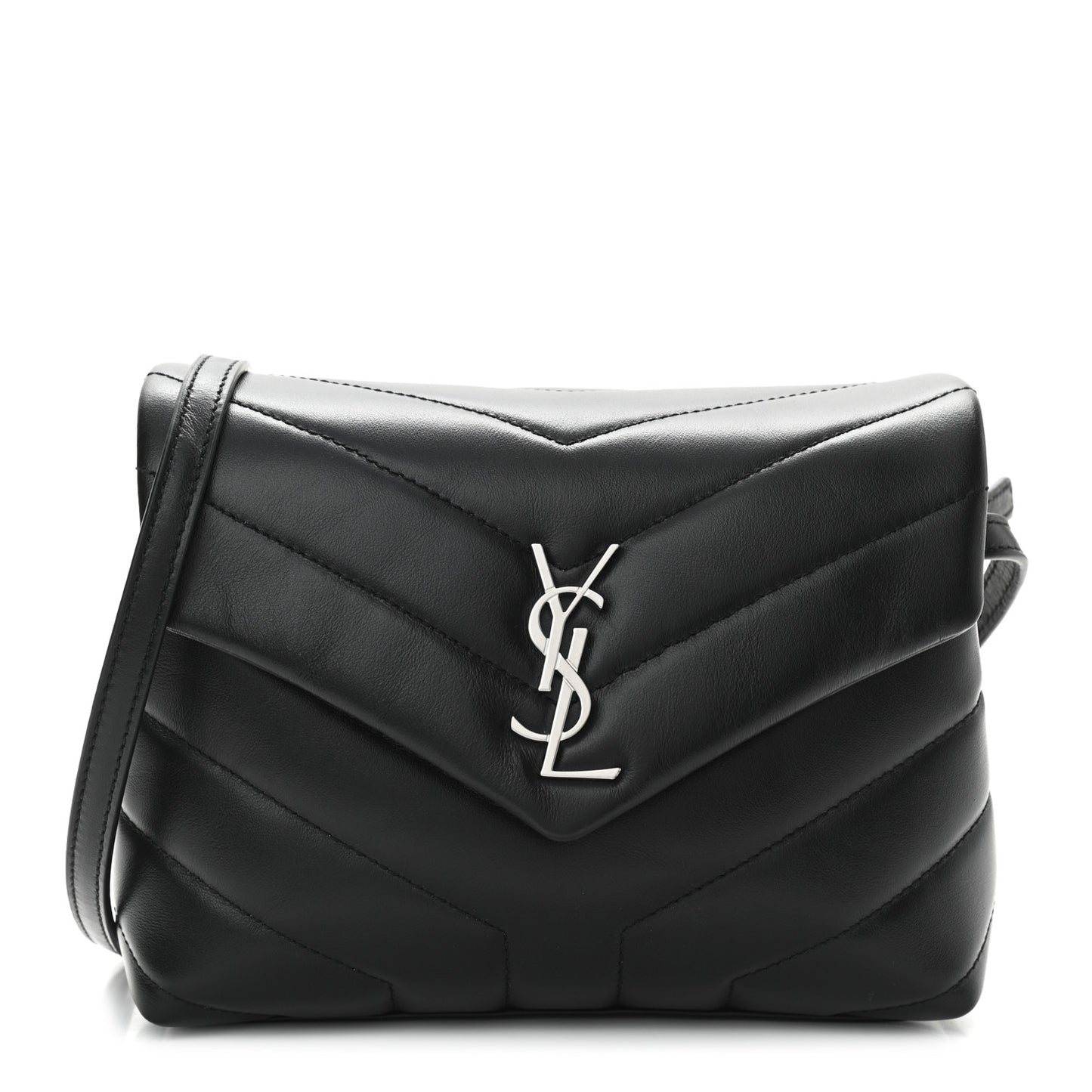 Calfskin Y Quilted Monogram Toy Loulou Crossbody Bag Black