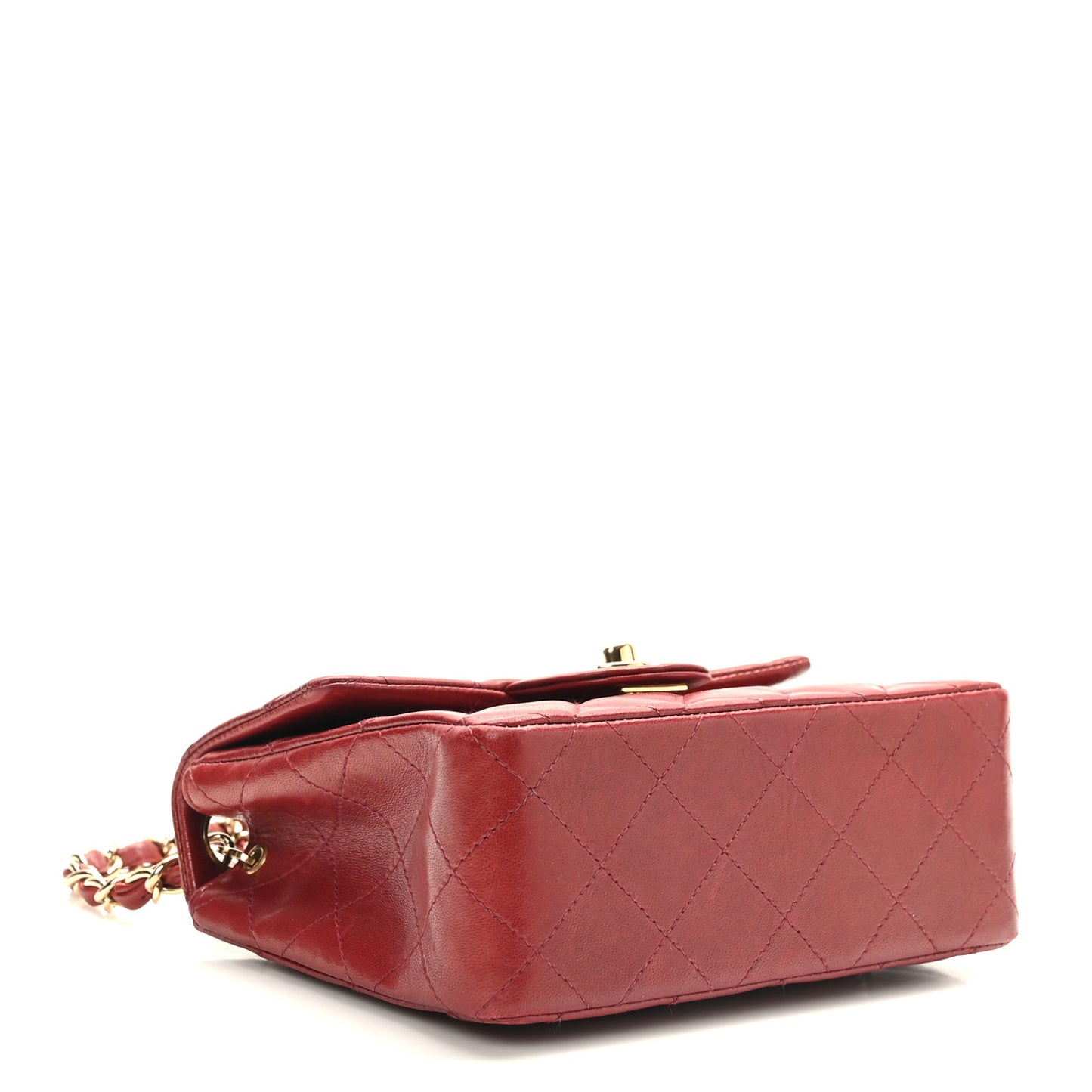 Lambskin Quilted Mini Square Flap Dark Red
