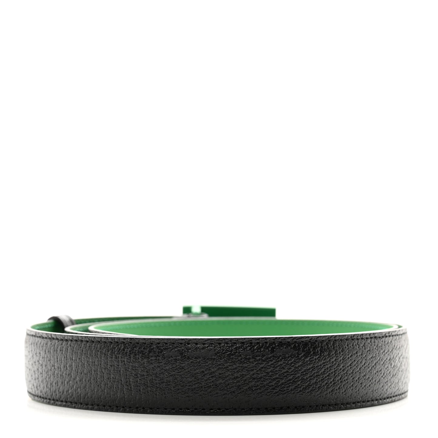 Textured Dollar Calfskin Square G 30mm Belt 105 42 Black Green