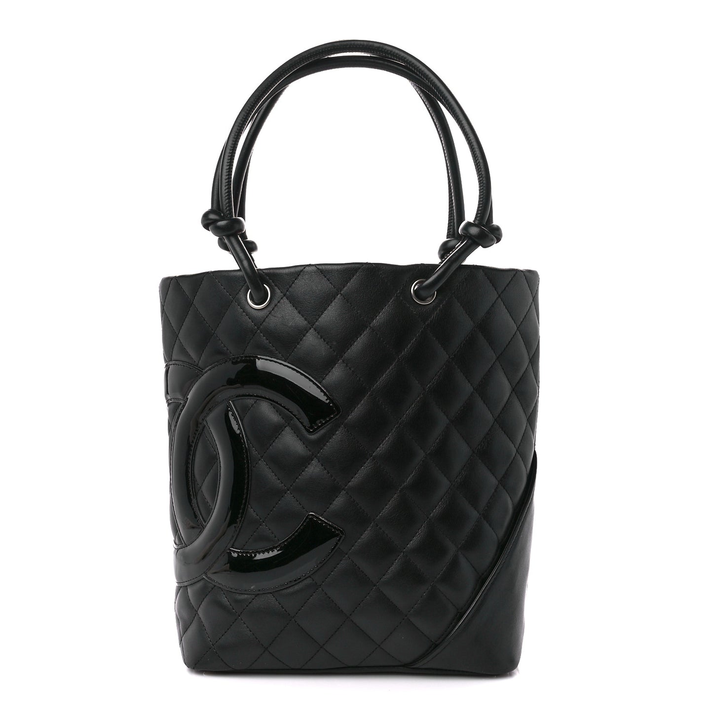 Calfskin Quilted Medium Cambon Tote Black