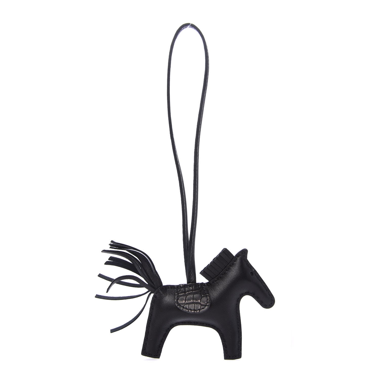 Hermes Milo Lambskin Matte Alligator Touch Grigri Rodeo Horse Bag Charm PM So Black 1 of 4