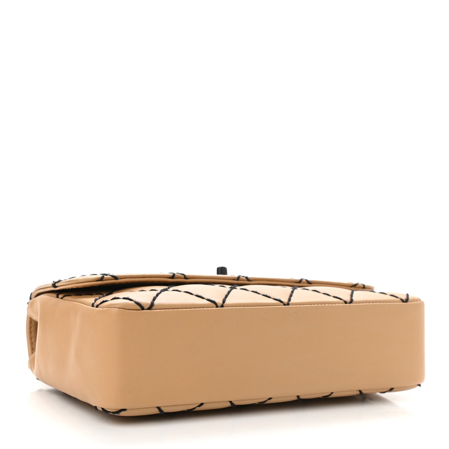 Calfskin Quilted Medium Wild Stitch Flap Beige