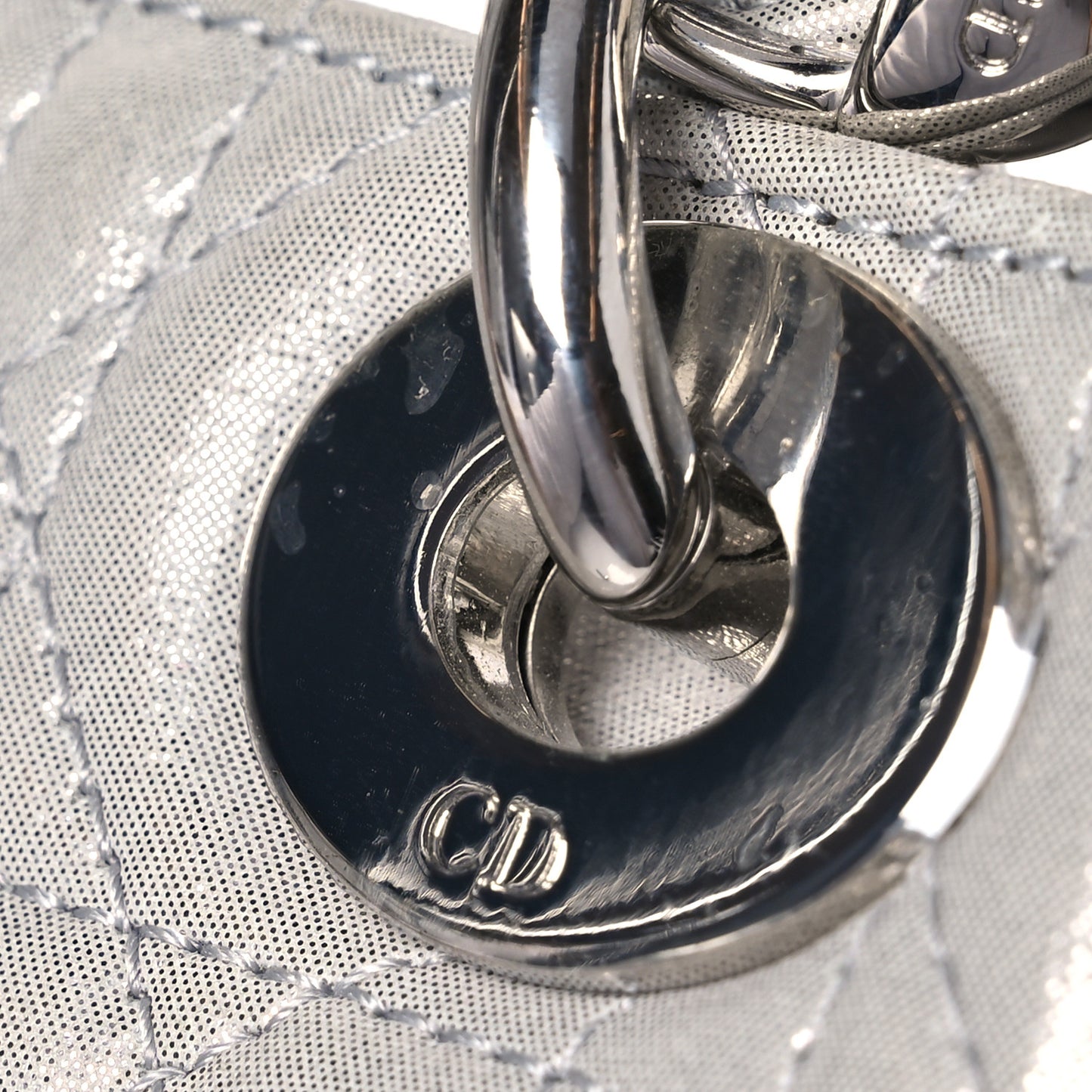 Metallic Nubuck Cannage Mini Lady Dior Silver