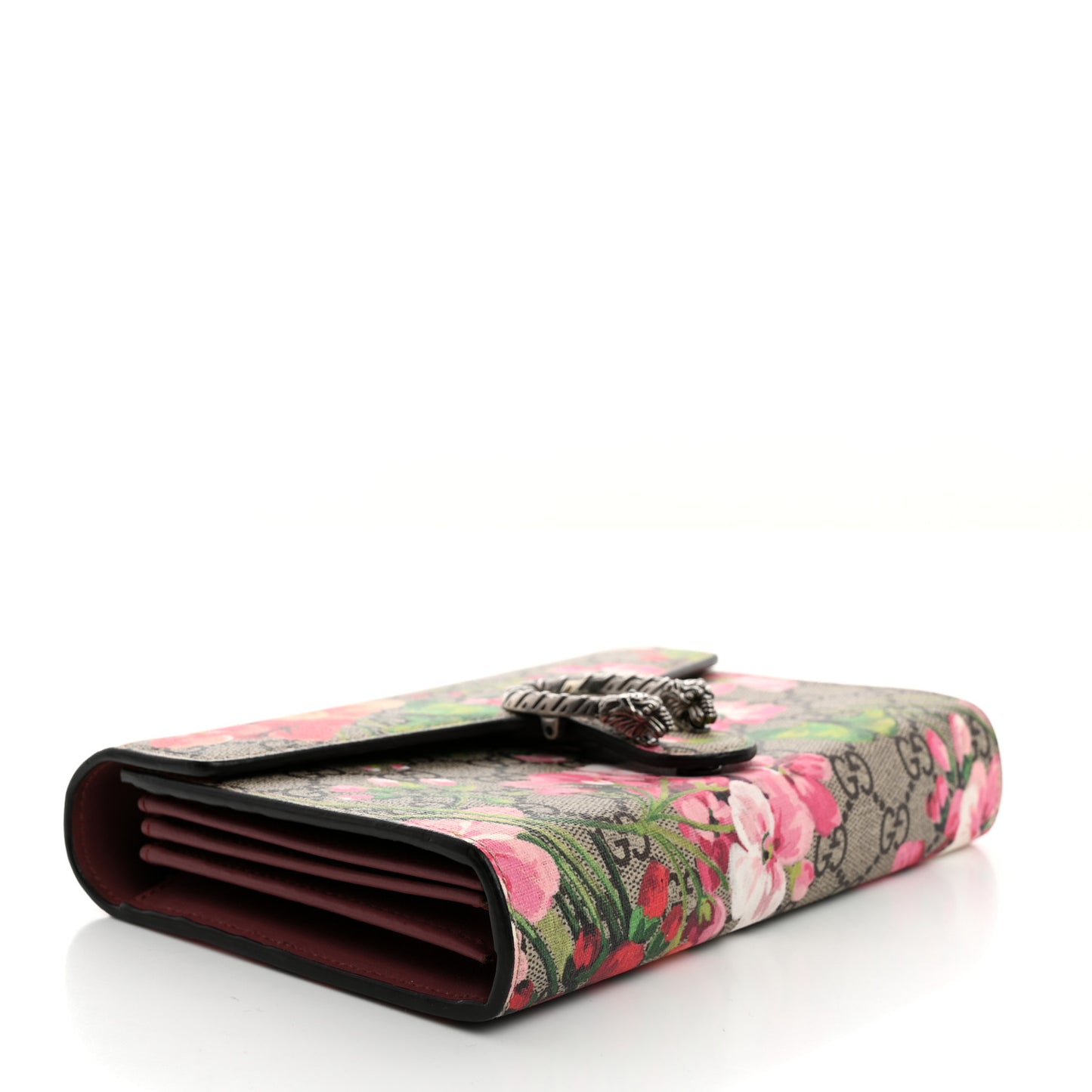 GG Supreme Monogram Blooms Mini Dionysus Chain Wallet Beige Multicolor Dry Rose