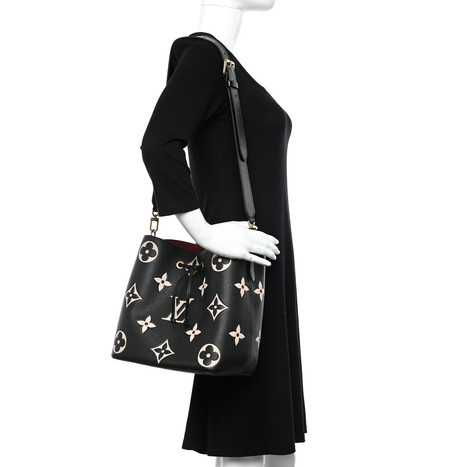 Louis Vuitton Empreinte Monogram Giant Neonoe MM Black Beige 2 of 10
