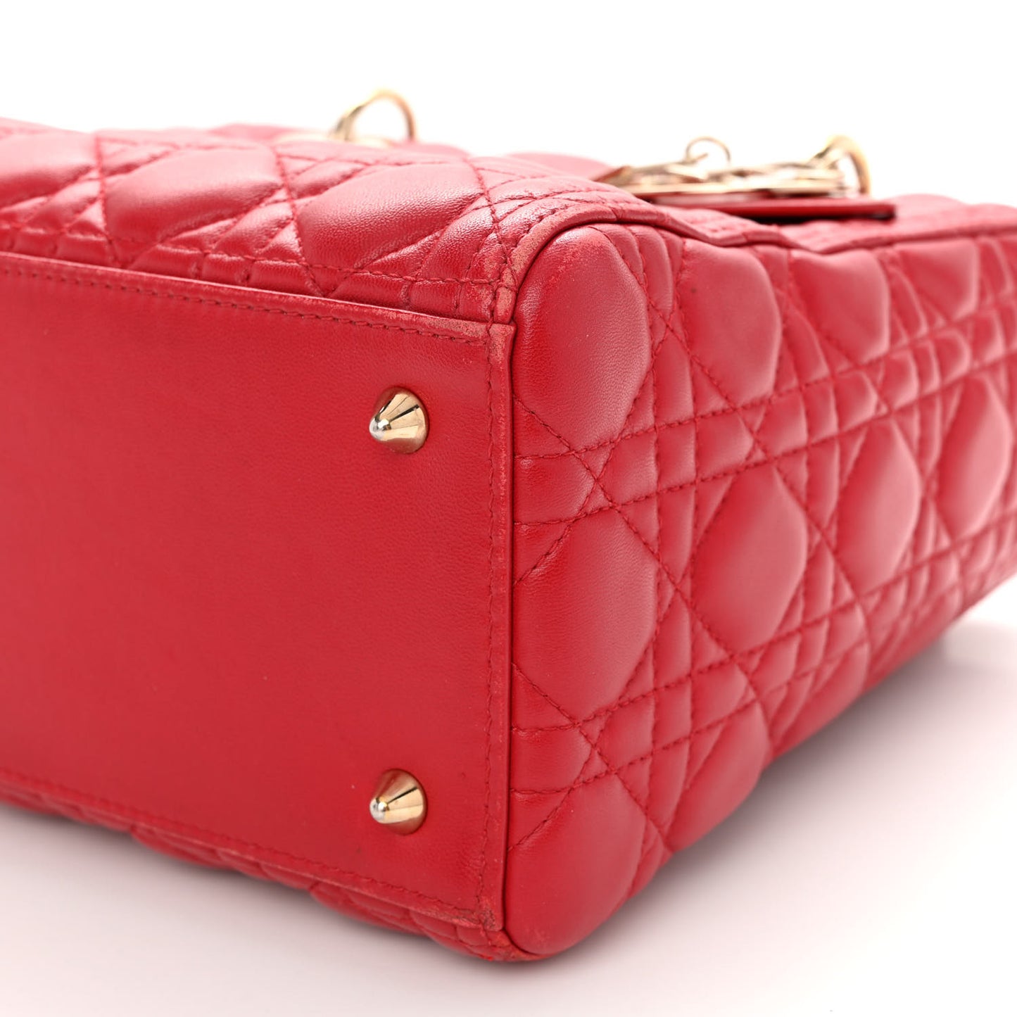 Lambskin Cannage Medium Lady Dior Red